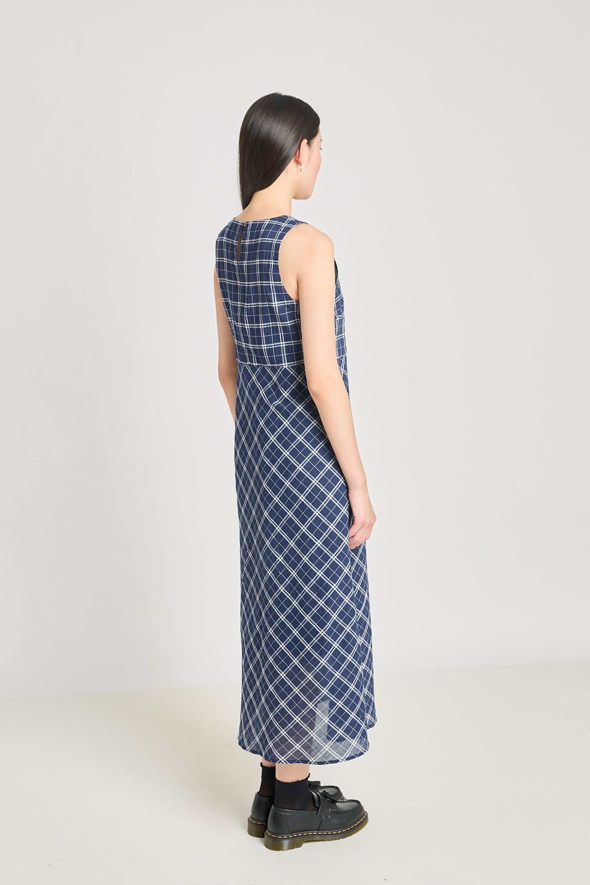 Practice Dress - Navy Crinkle Check