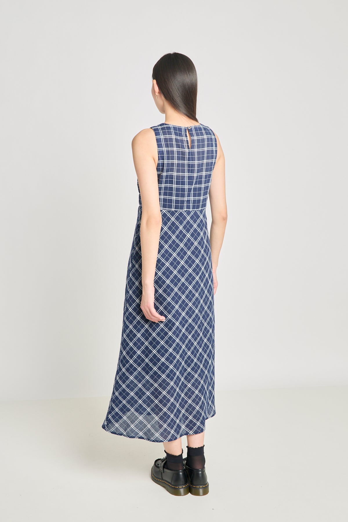 Practice Dress - Navy Crinkle Check