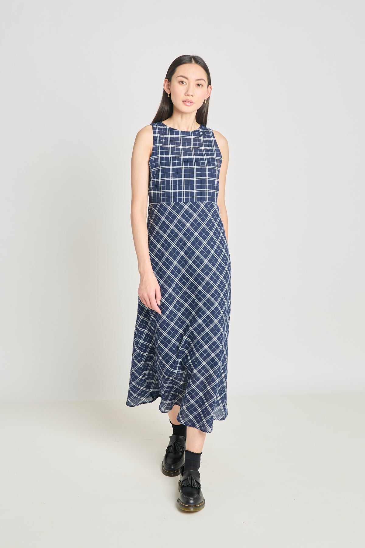 Practice Dress - Navy Crinkle Check