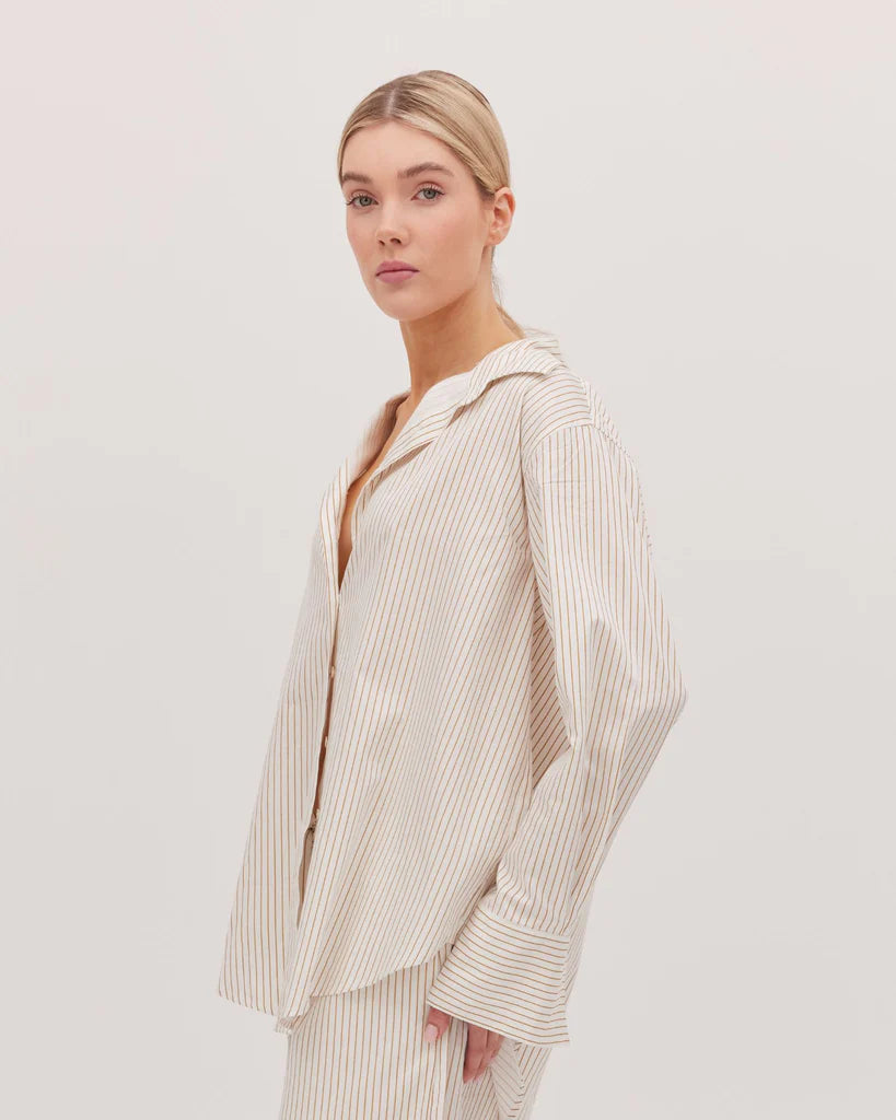 Cloth & Co The Split Back Shirt - Gold Stripe