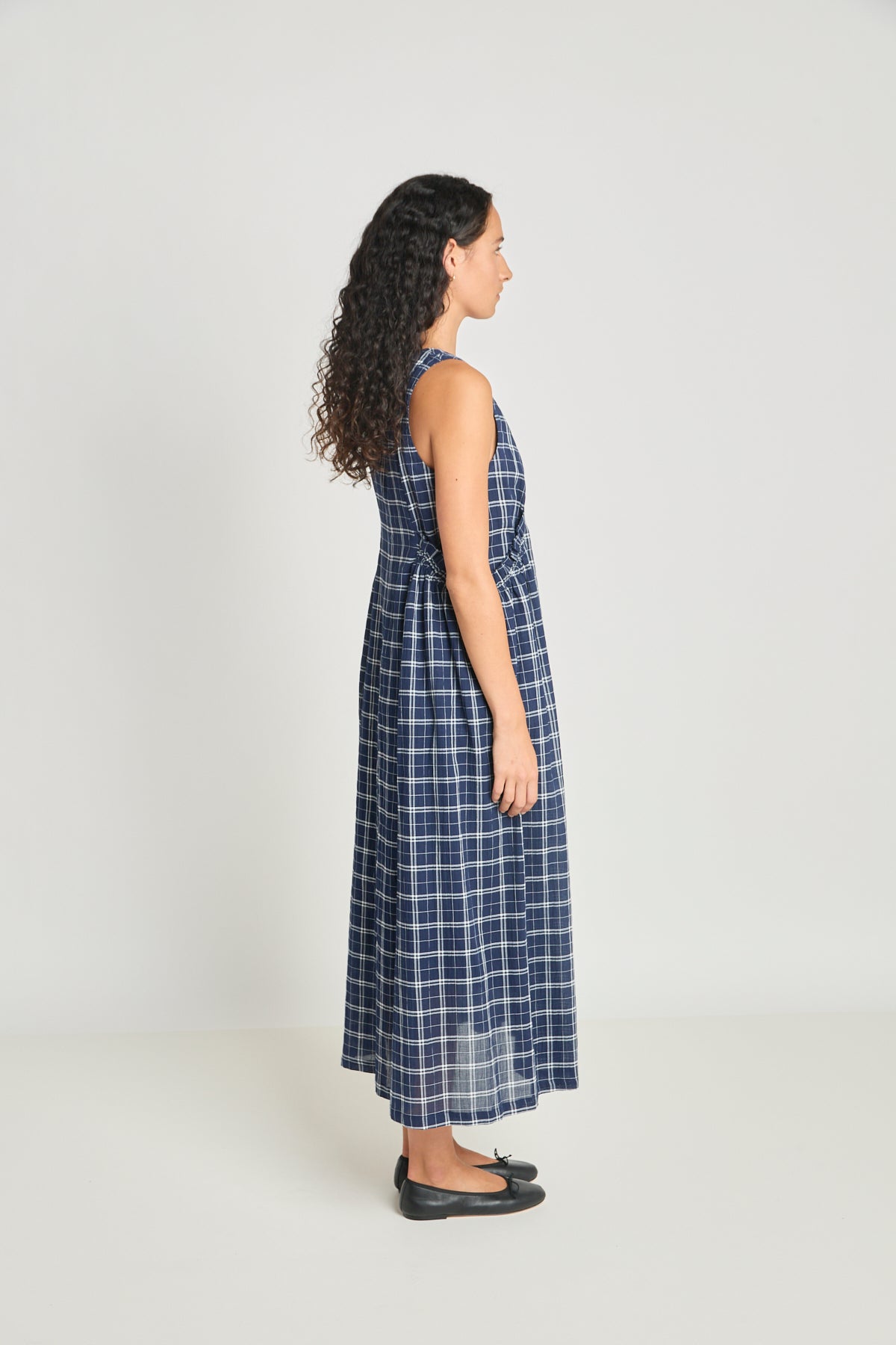 Alternate Realities Dress - Navy Crinkle Check