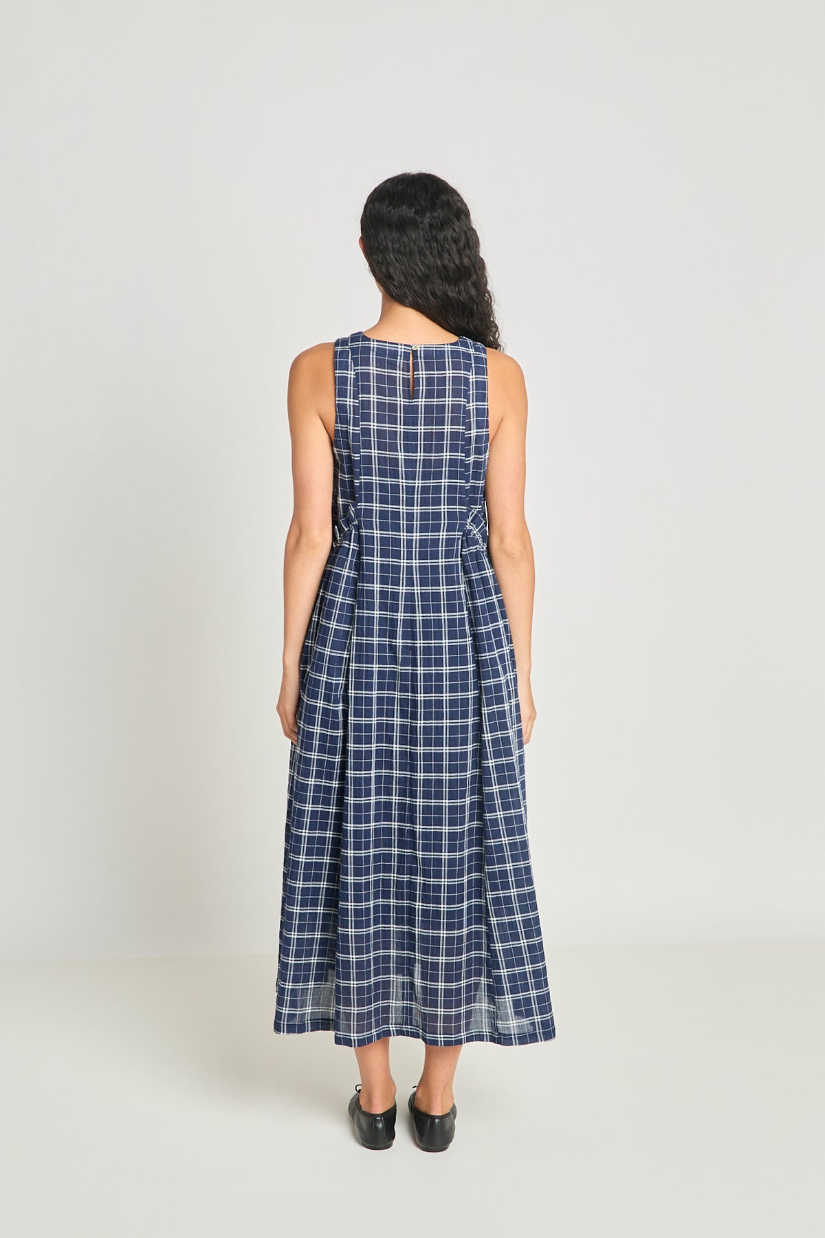 Alternate Realities Dress - Navy Crinkle Check