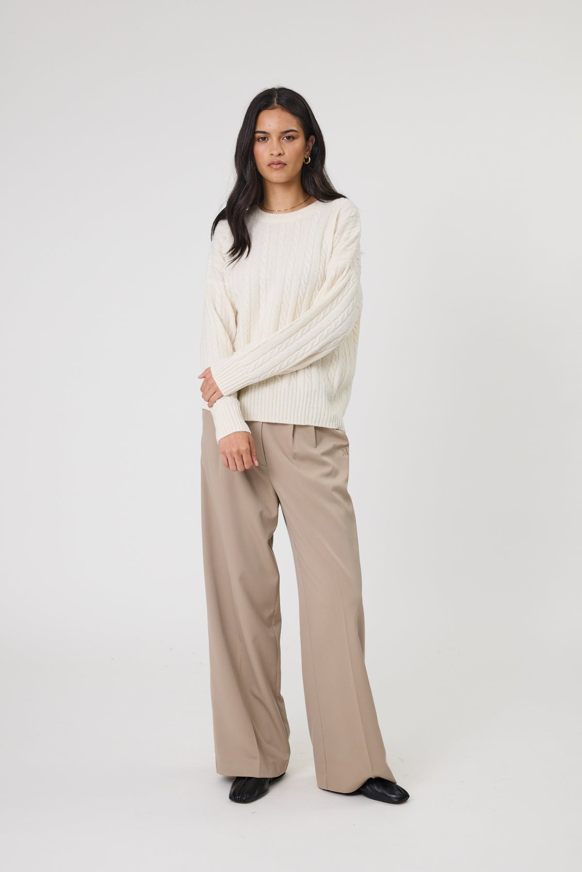 Marlow Copenhagen Cable Knit Crew - Ecru