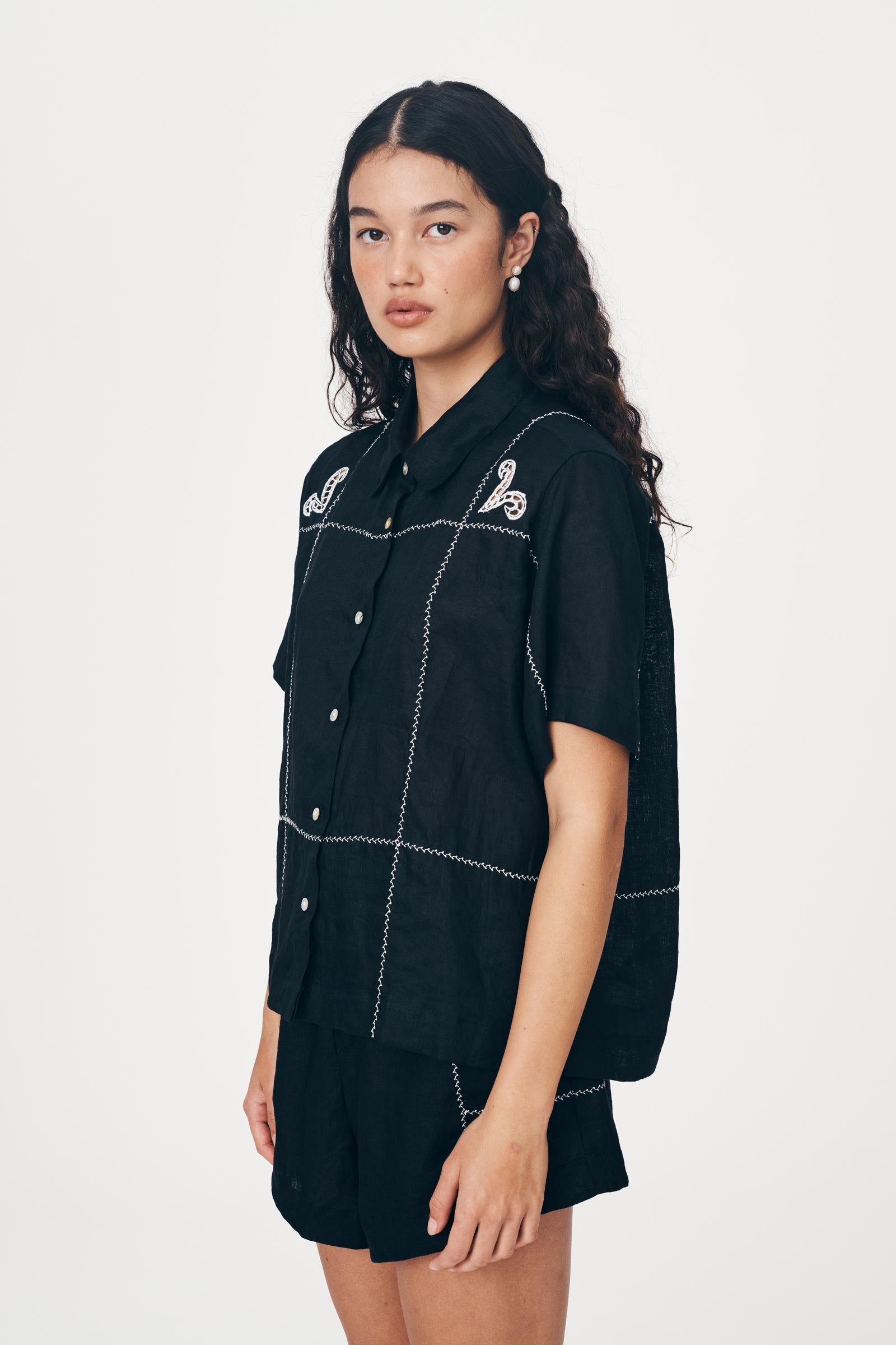 Rowie the Label Aries Linen Shirt - Noir