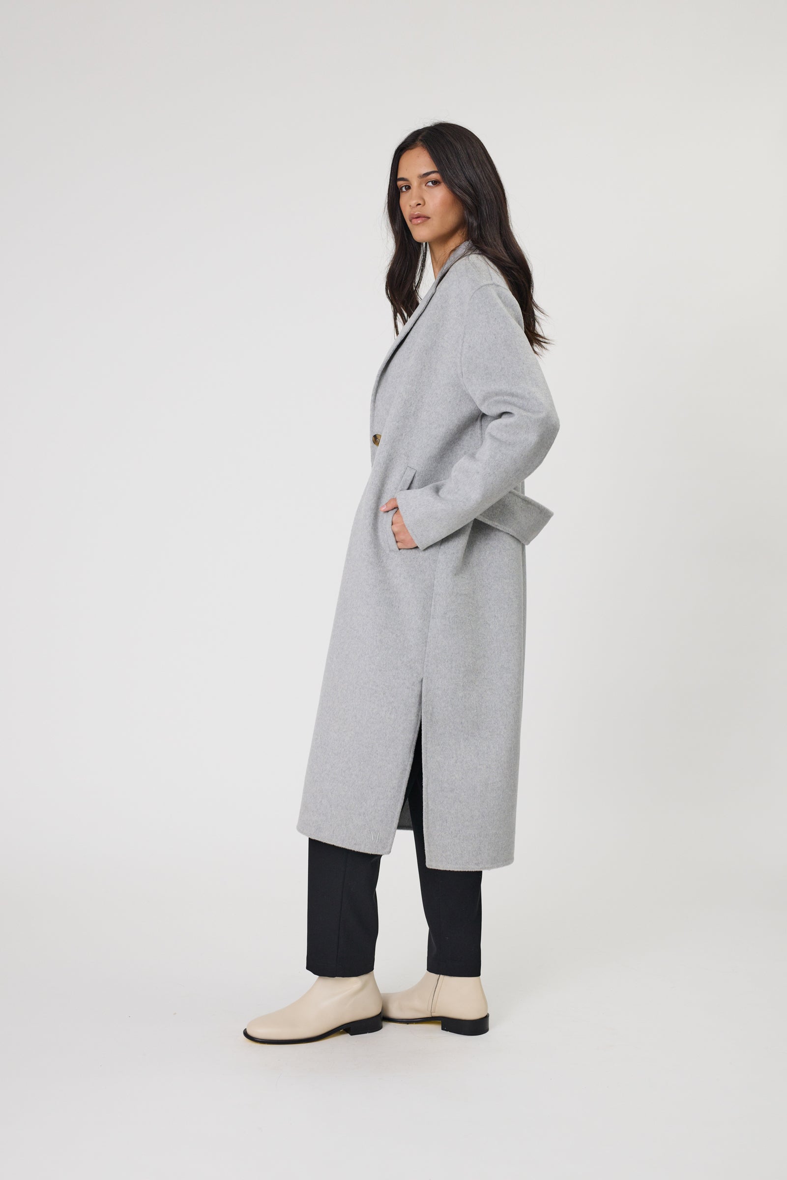 Marlow Blaze Wool Coat - Grey Marle