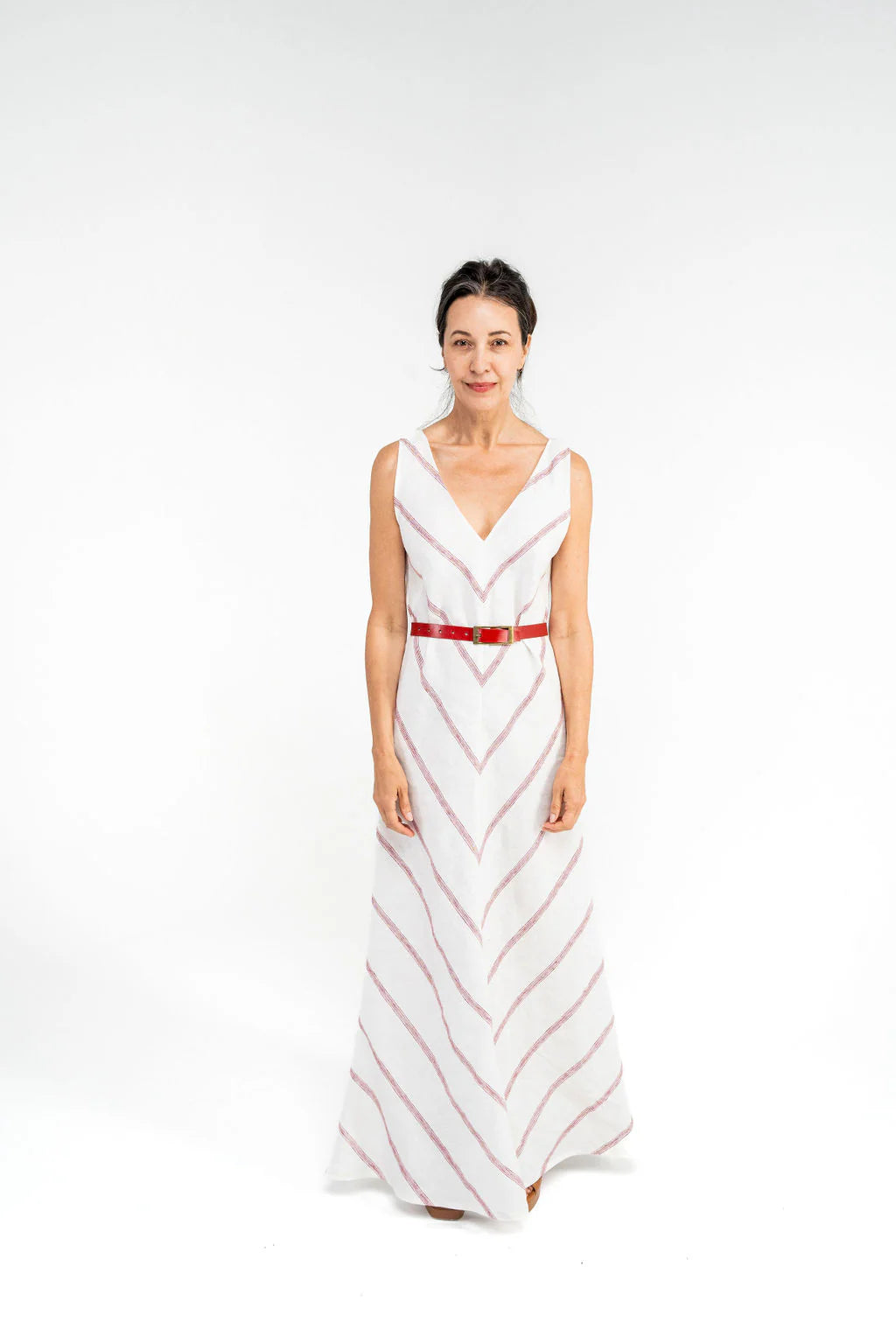 Carlson Chevron Dress - Ruby Stripe