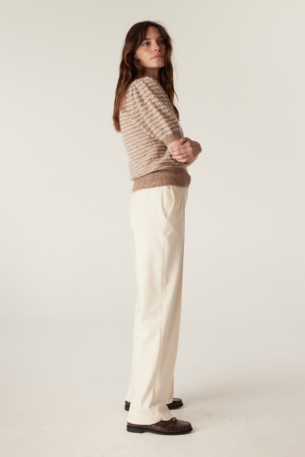 Cable Annika Mohair Top - Latte