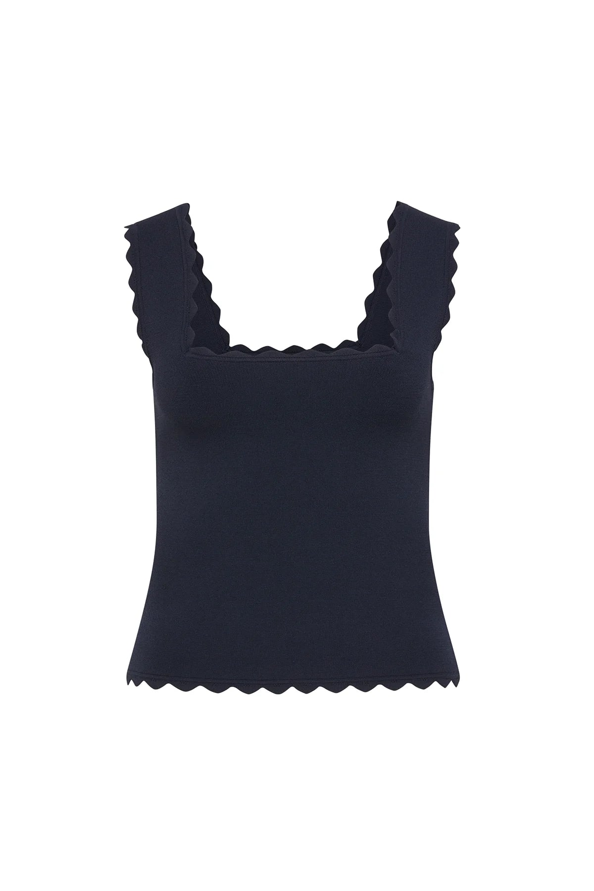Cable Melbourne Villa Crepe Knit Scallop Tank - Navy