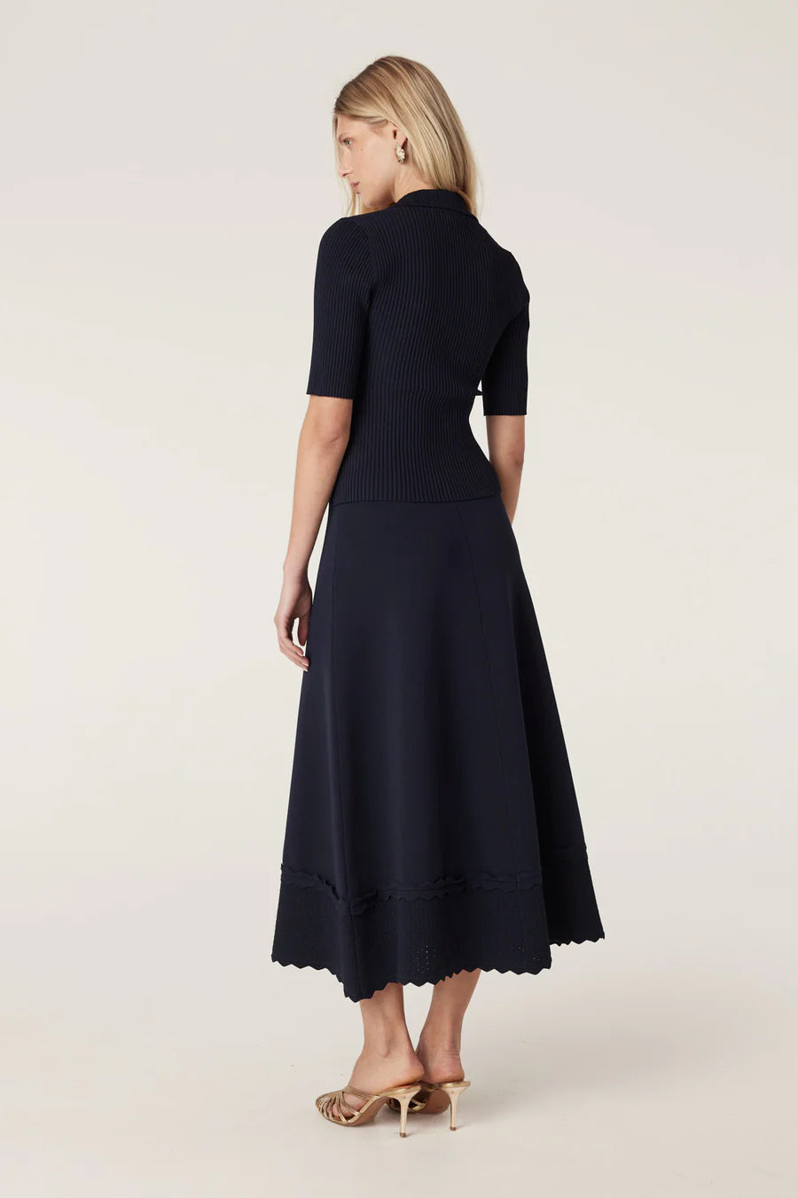 Cable Melbourne Villa Knit Crepe Skirt - Navy