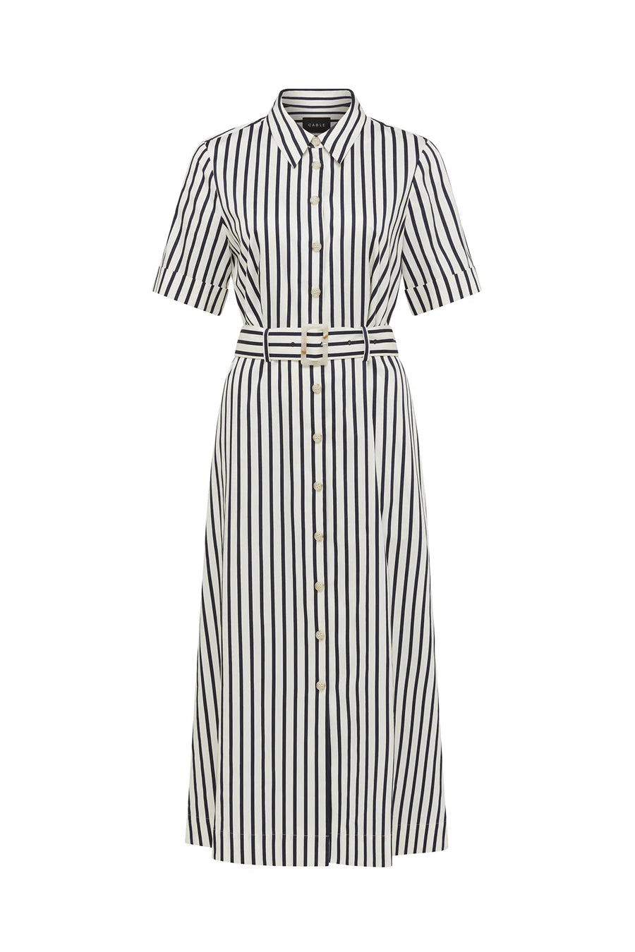 Cable Melbourne Lina Stripe Shirt Dress - Navy Stripe