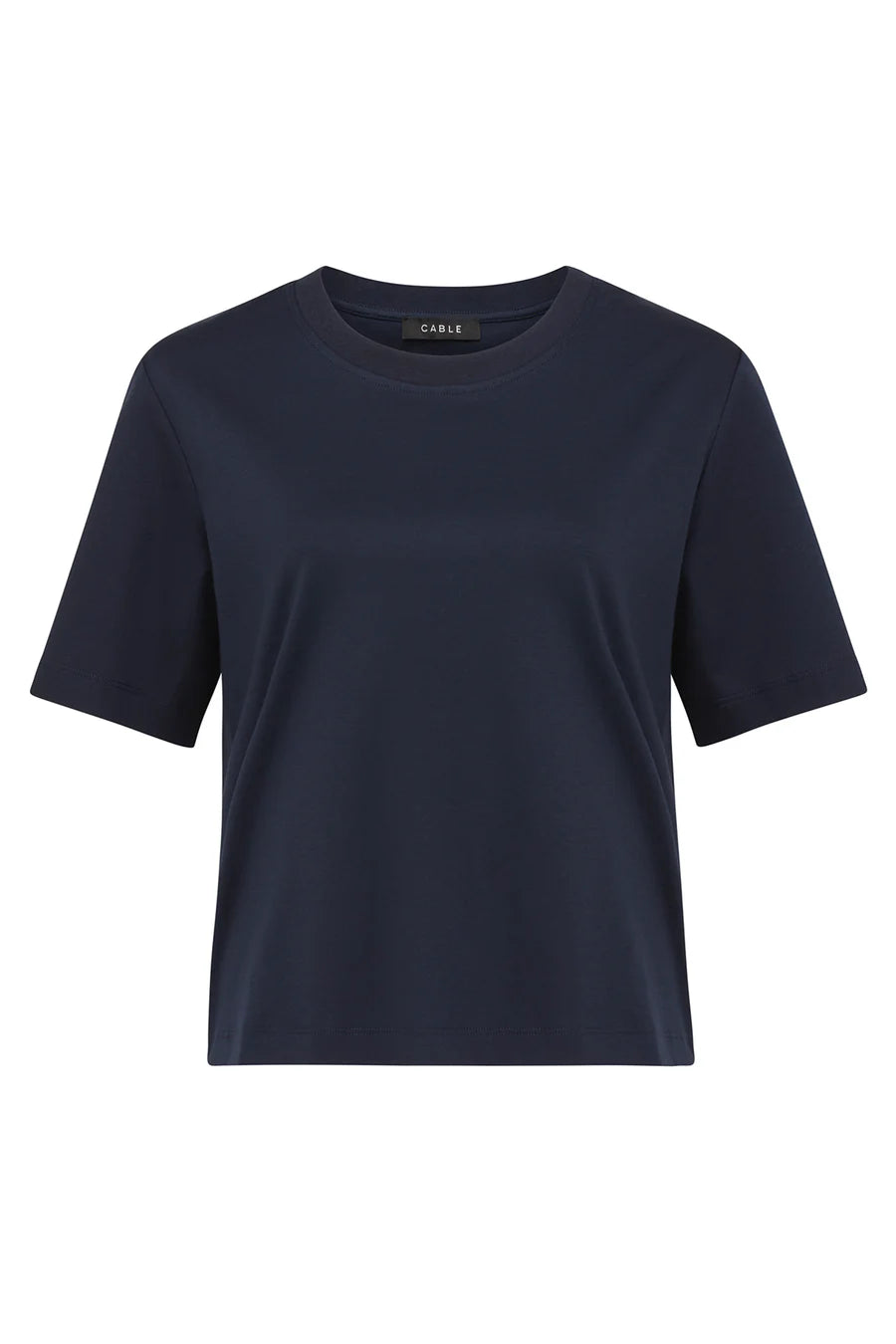 Cable Pima Lantern Sleeve Top - Navy