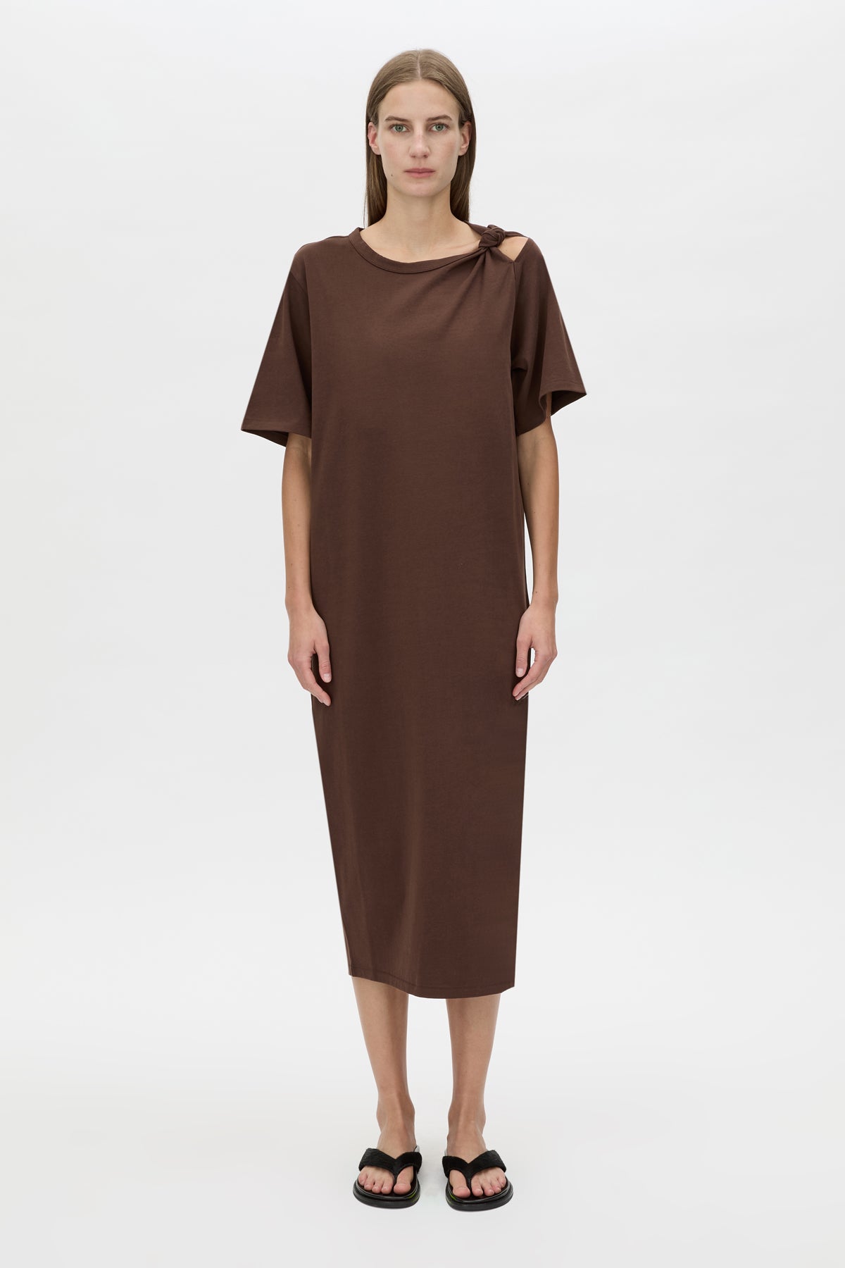 Juno Knot Tee Dress - Chocolate