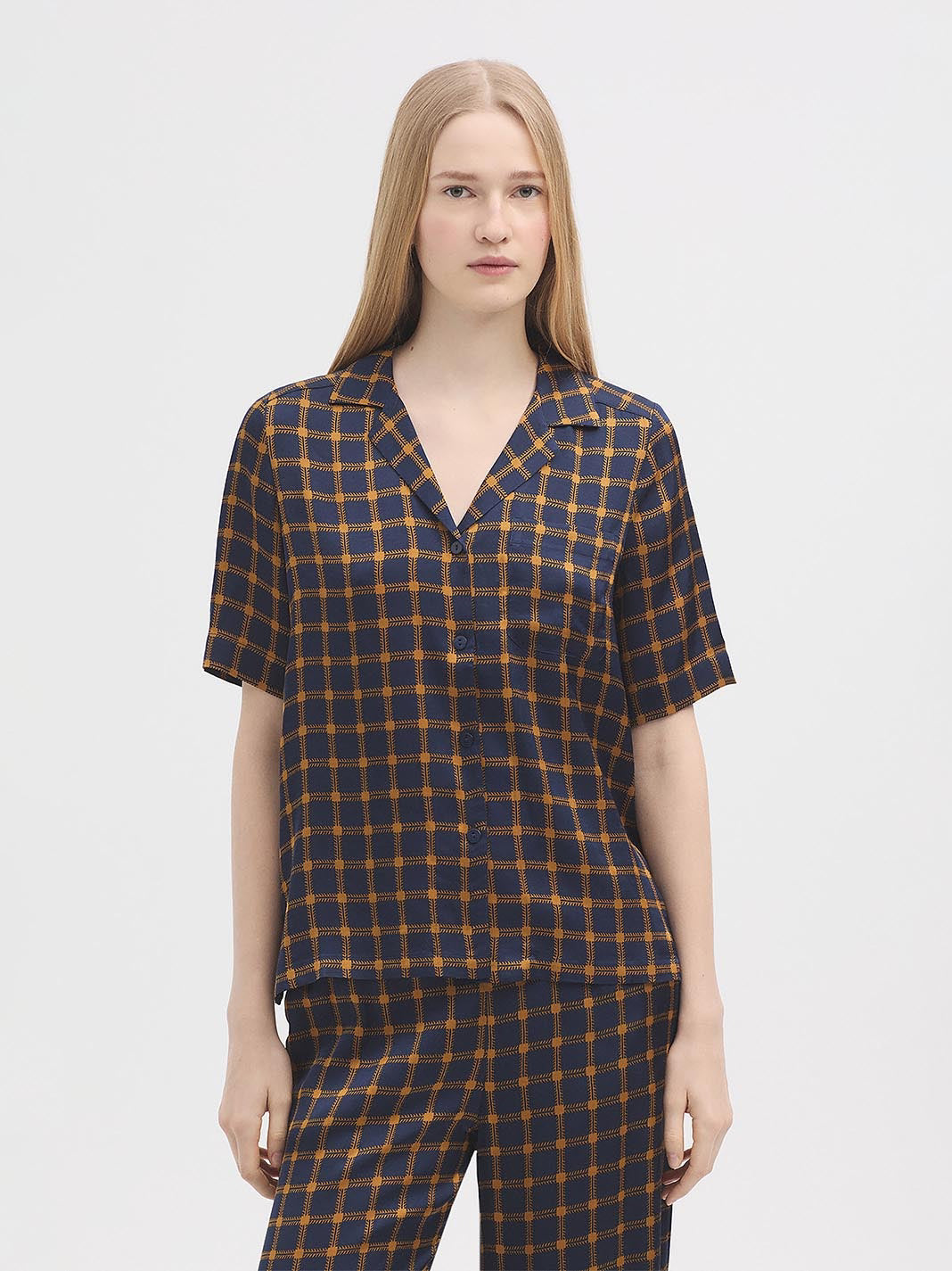 Nice Things Garden Checks Satin Shirt