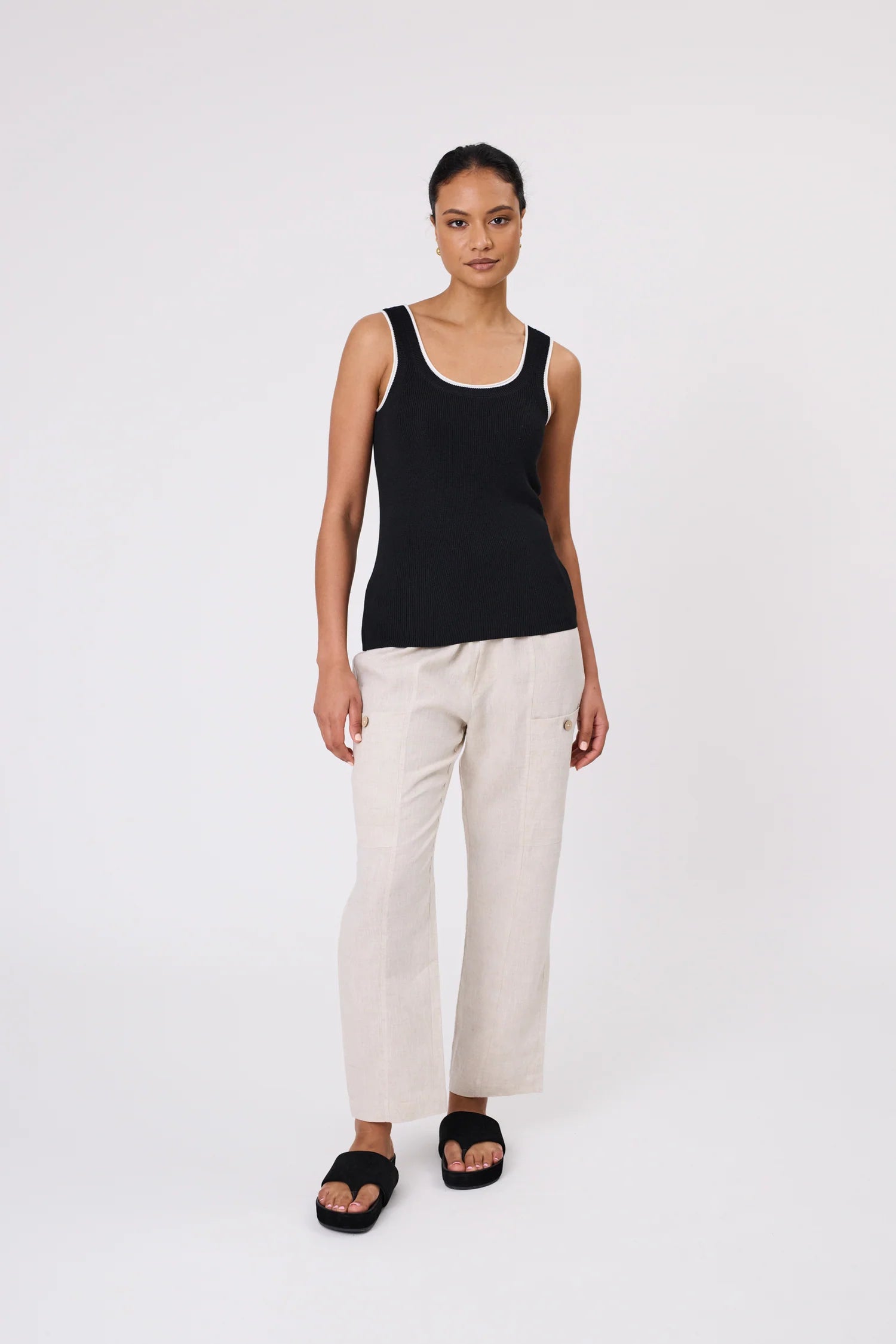 Marlow Casa Knit Tank - Black/Ivory