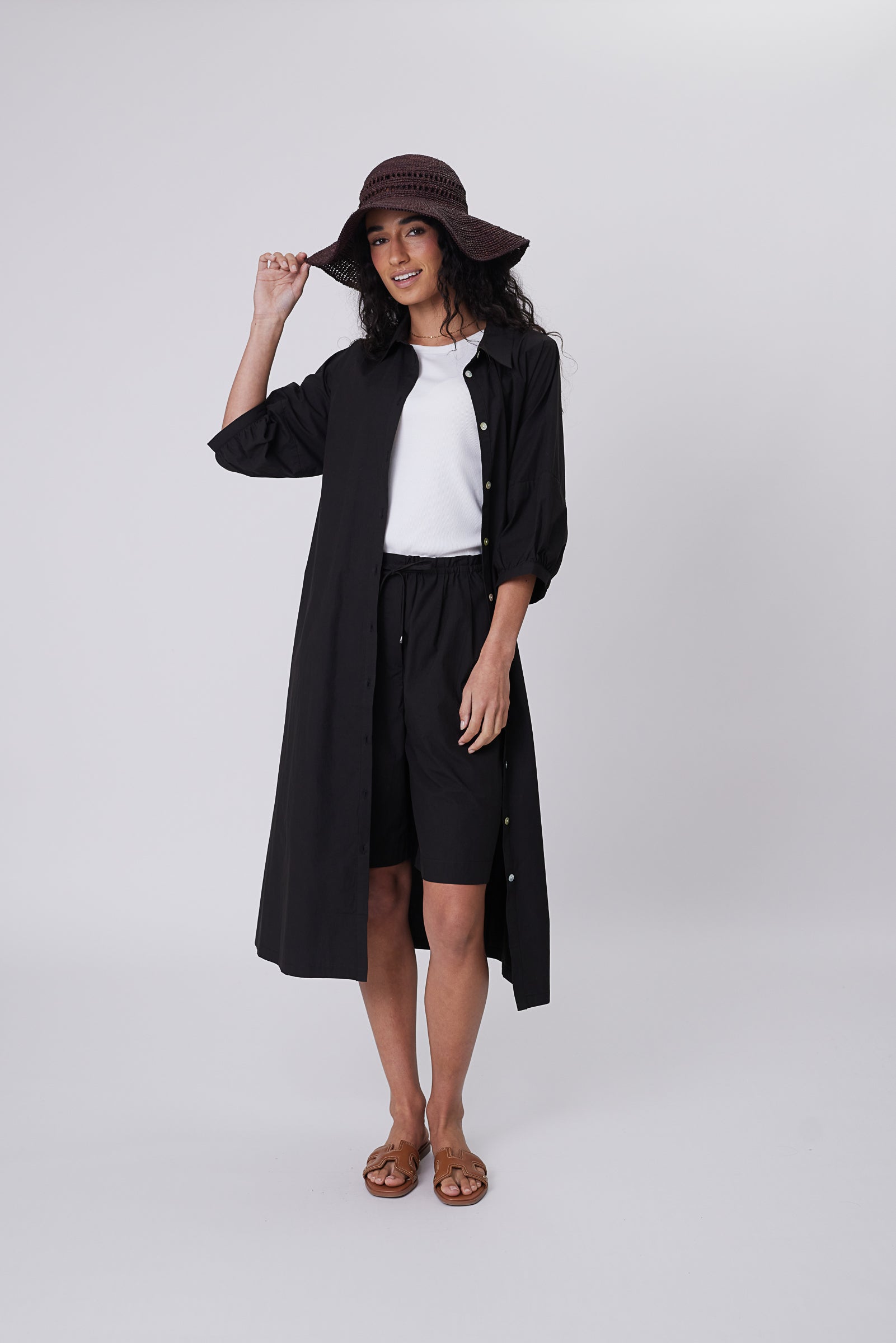 Cascade Shirt Dress - Black