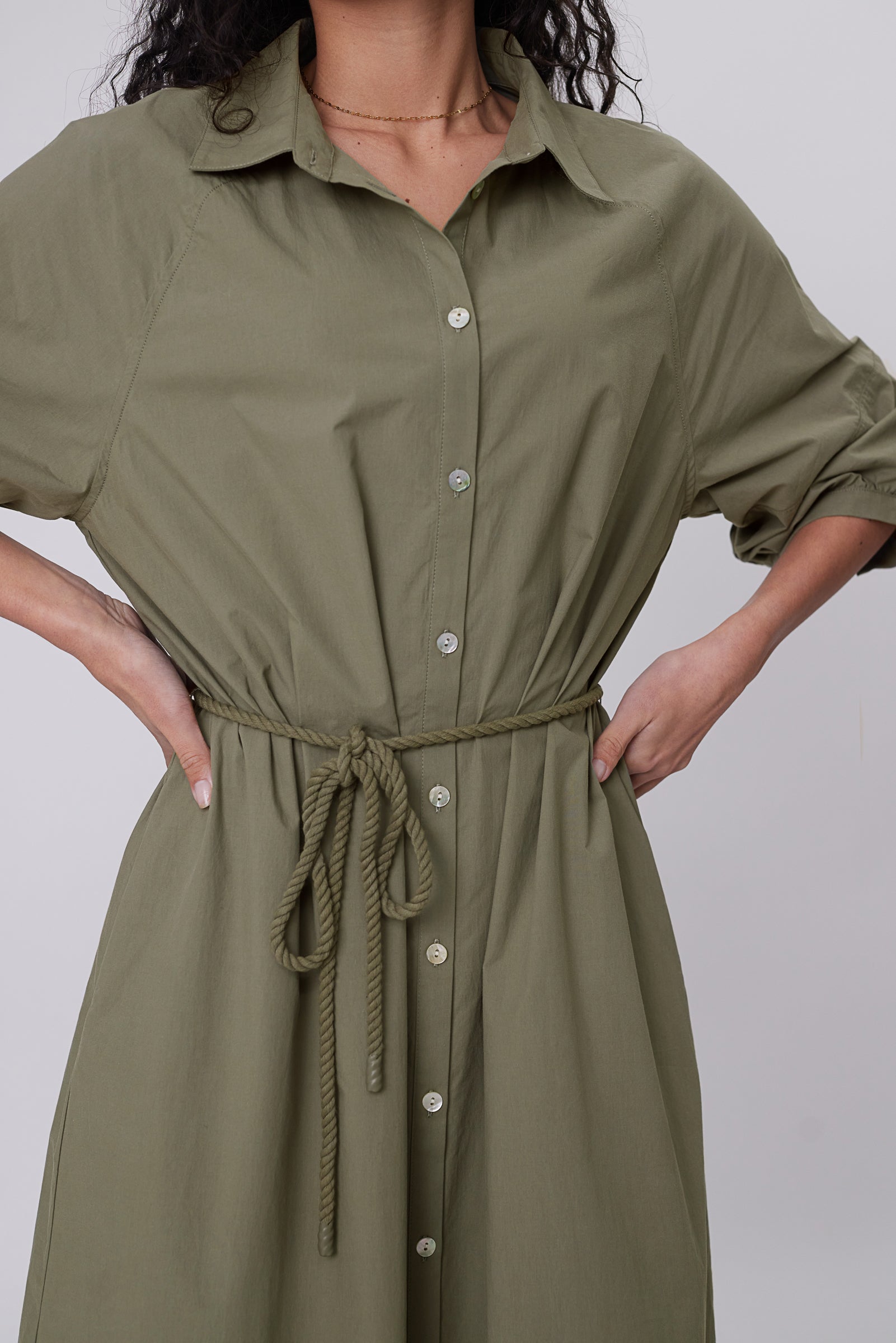 Marlow Cascade Shirt Dress - Laurel