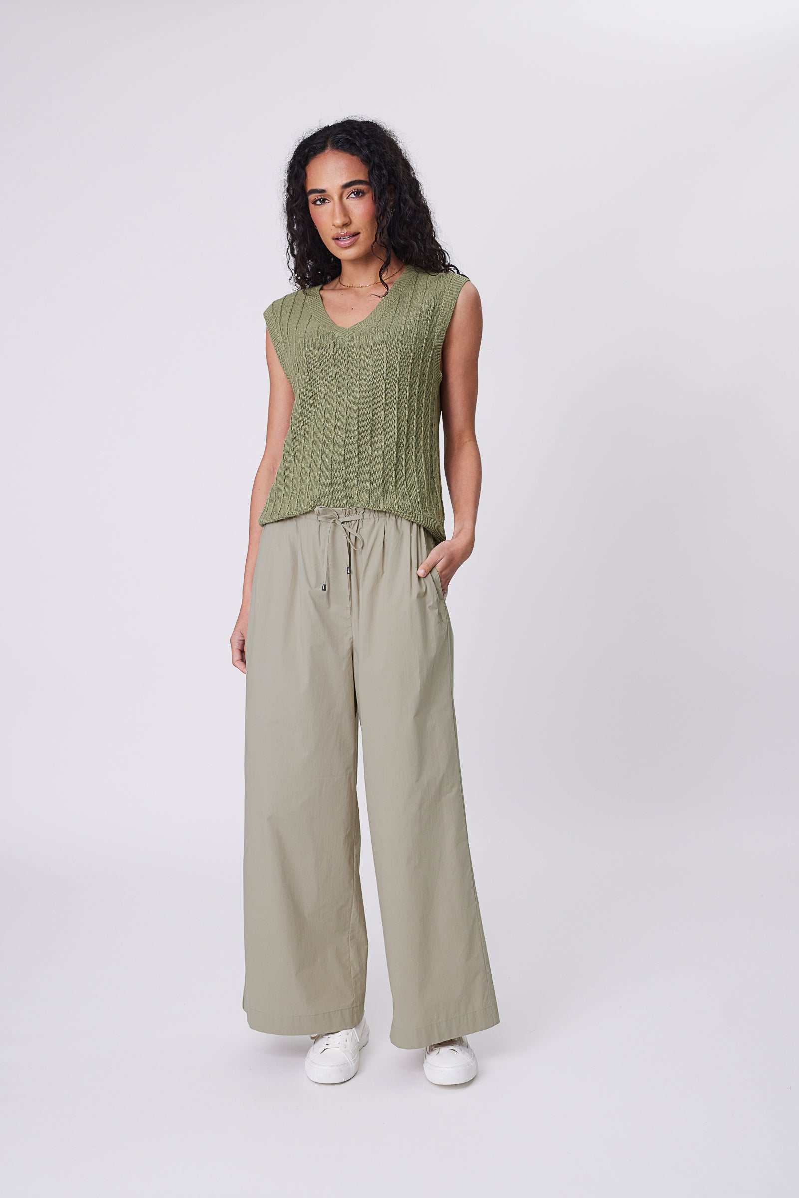 Marlow Cascade Longline Pant - Hummus