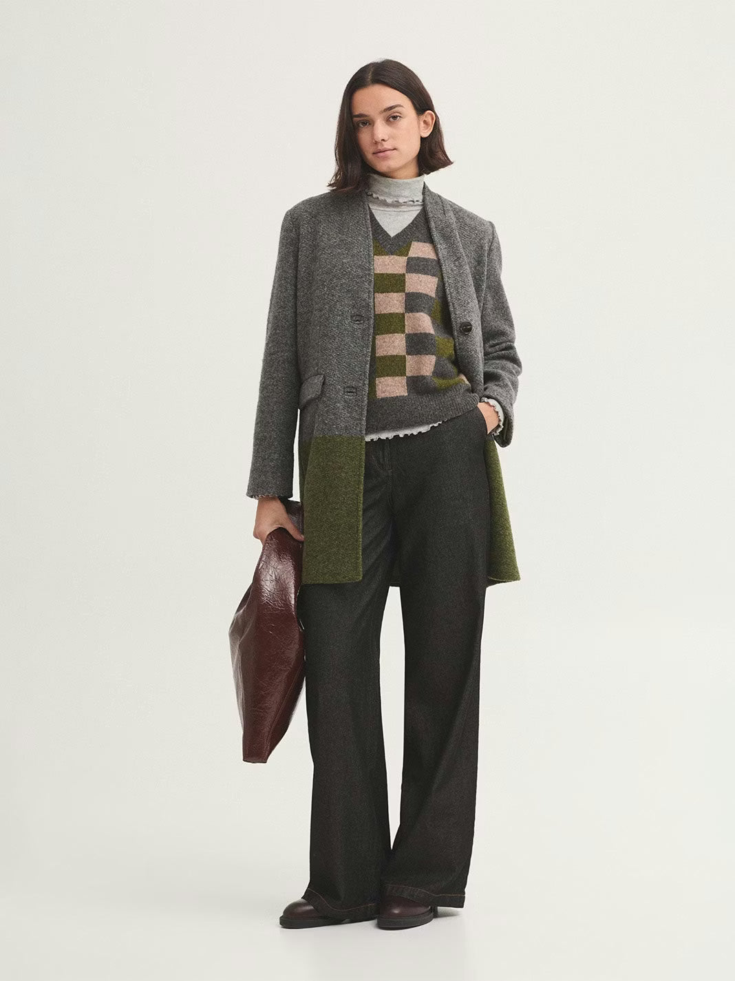 Checkered Front Vest - Grey