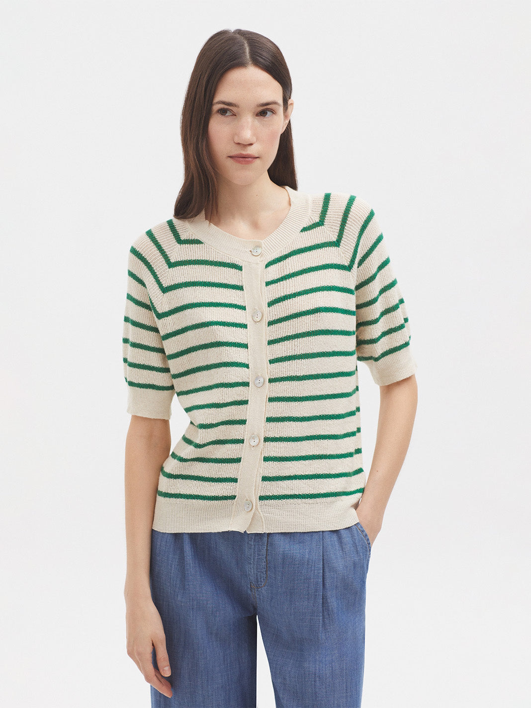 Nice Things Striped Cardigan S/S
