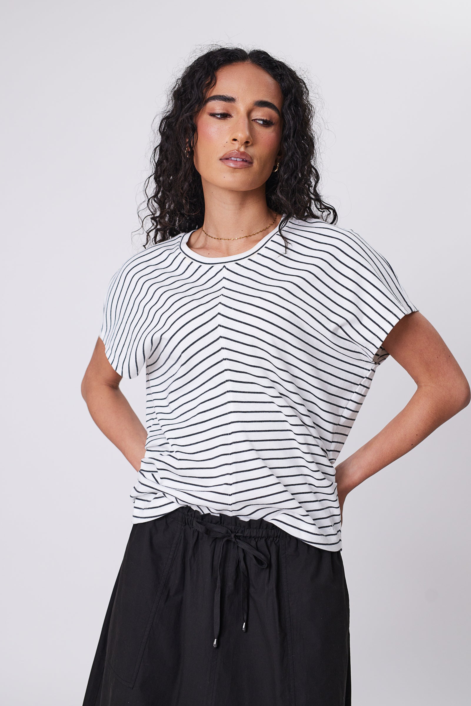 Marlow Converge Tee - Charcoal Stripe