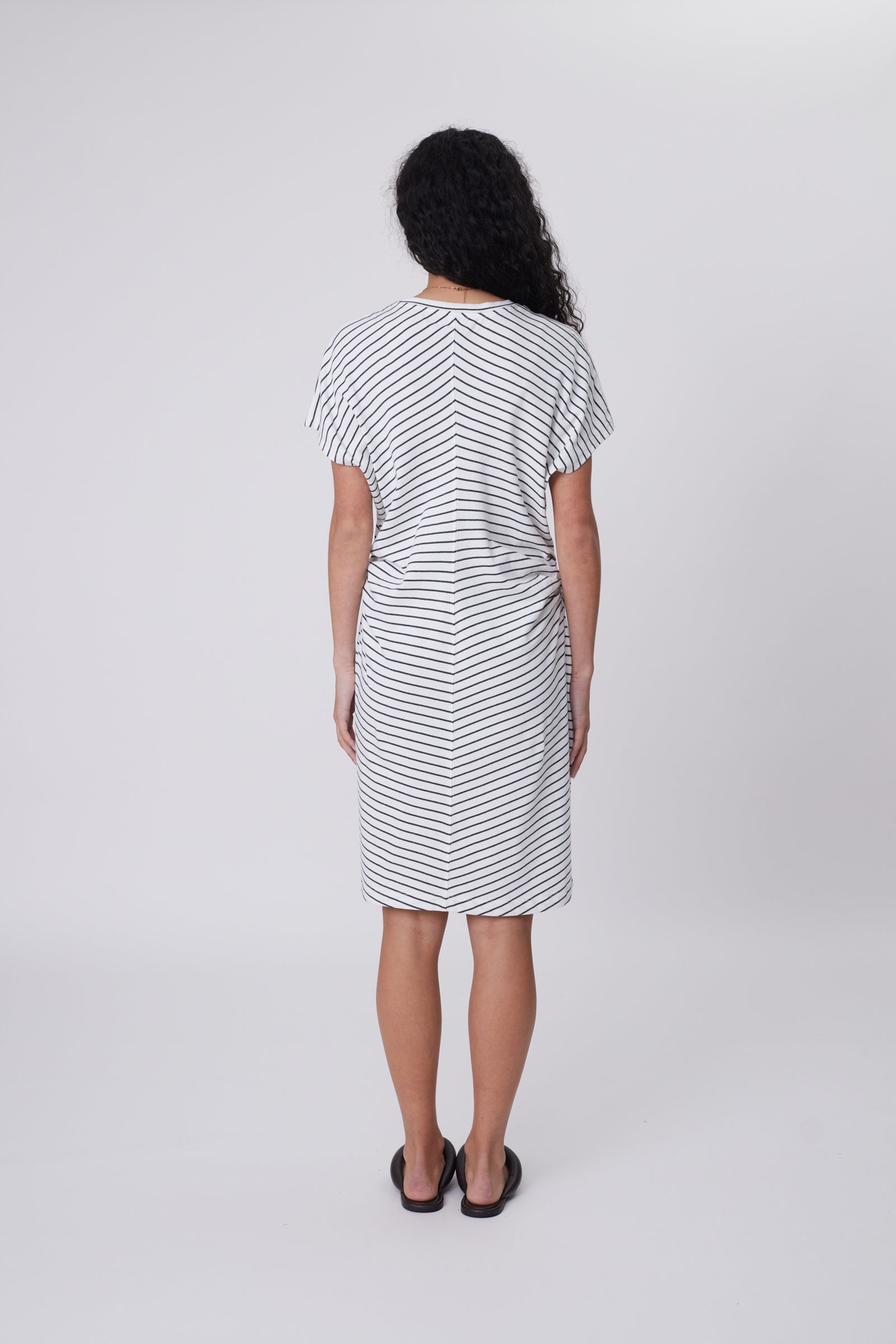 Marlow Converge Tee Dress - Charcoal Stripe
