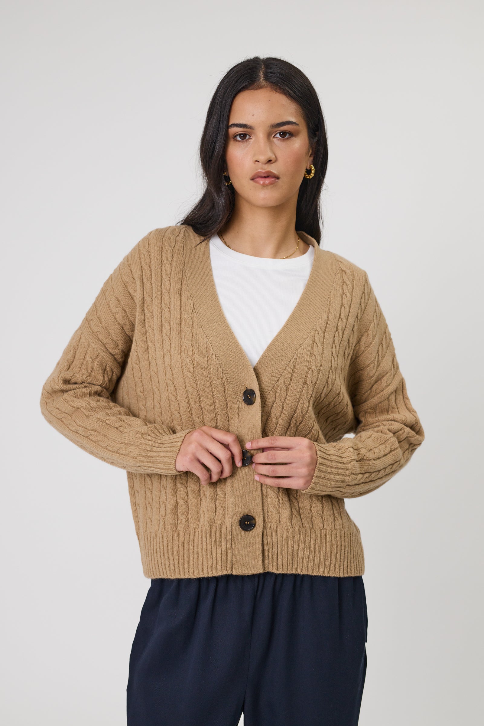 Marlow Copenhagen Cable Knit Cardigan - Taupe