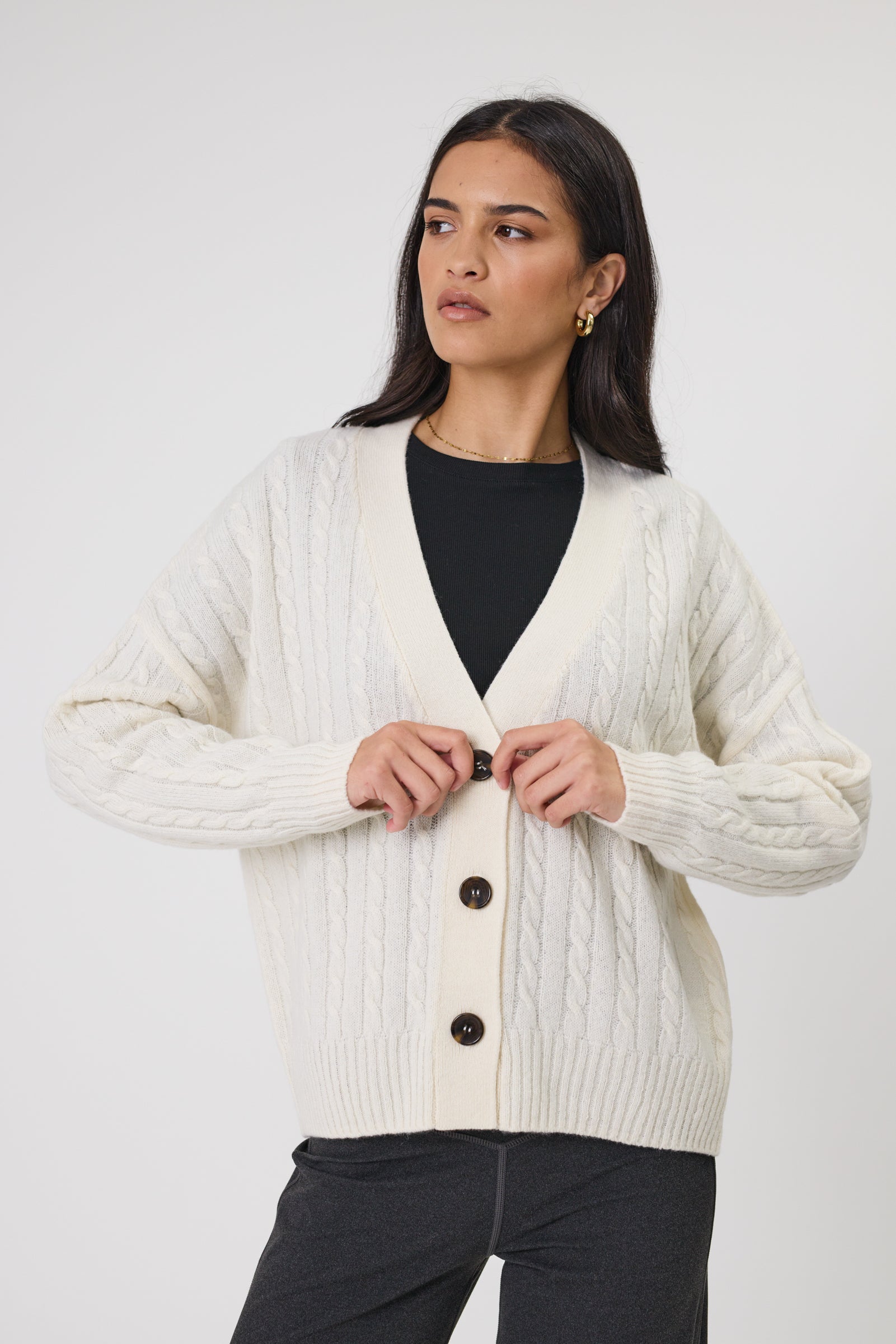 Marlow Copenhagen Cable Knit Cardigan - Ecru