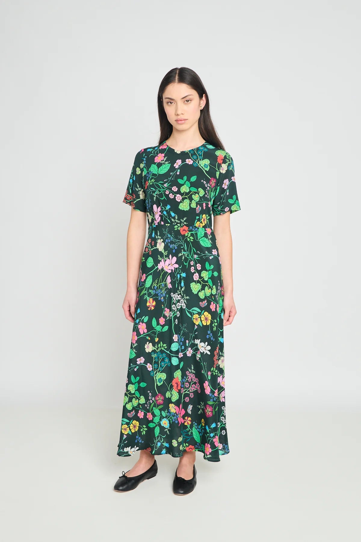 Madeleine Dress - Deep Green Floral