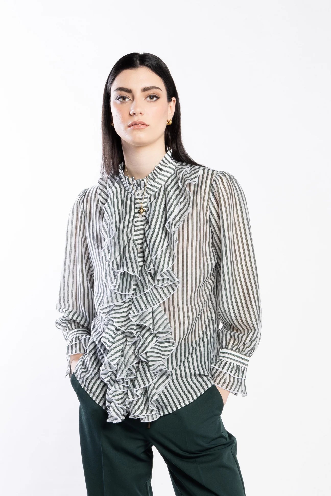 Willow Blouse - Green Stripe