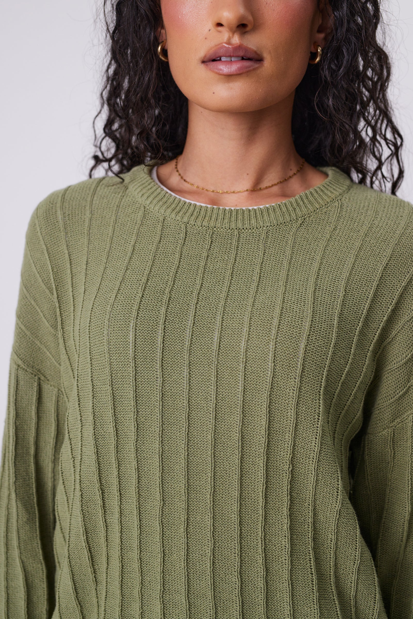 Marlow Evergreen Knit Crew - Laurel