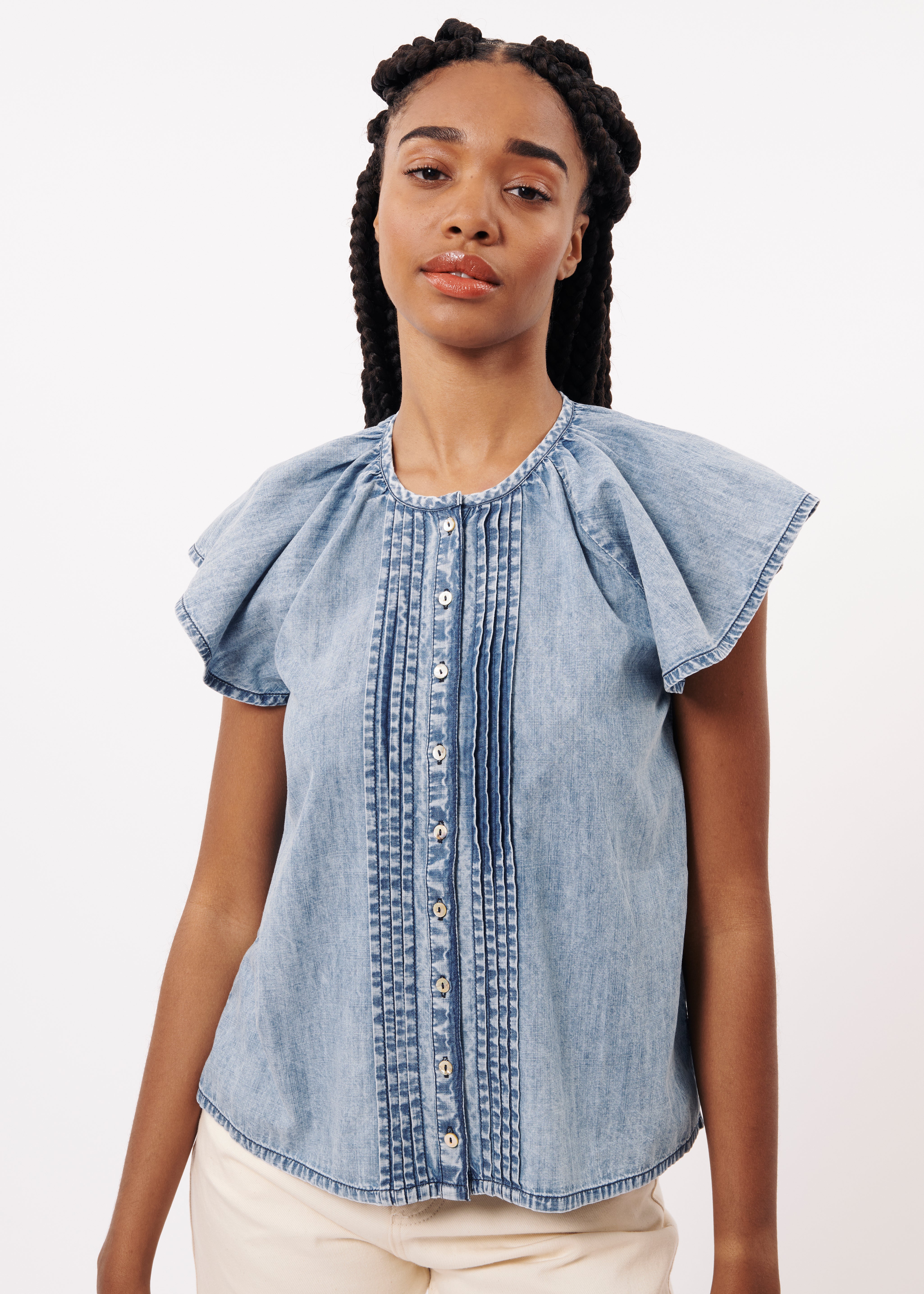 FRNCH Leni Blouse - Blue Jean