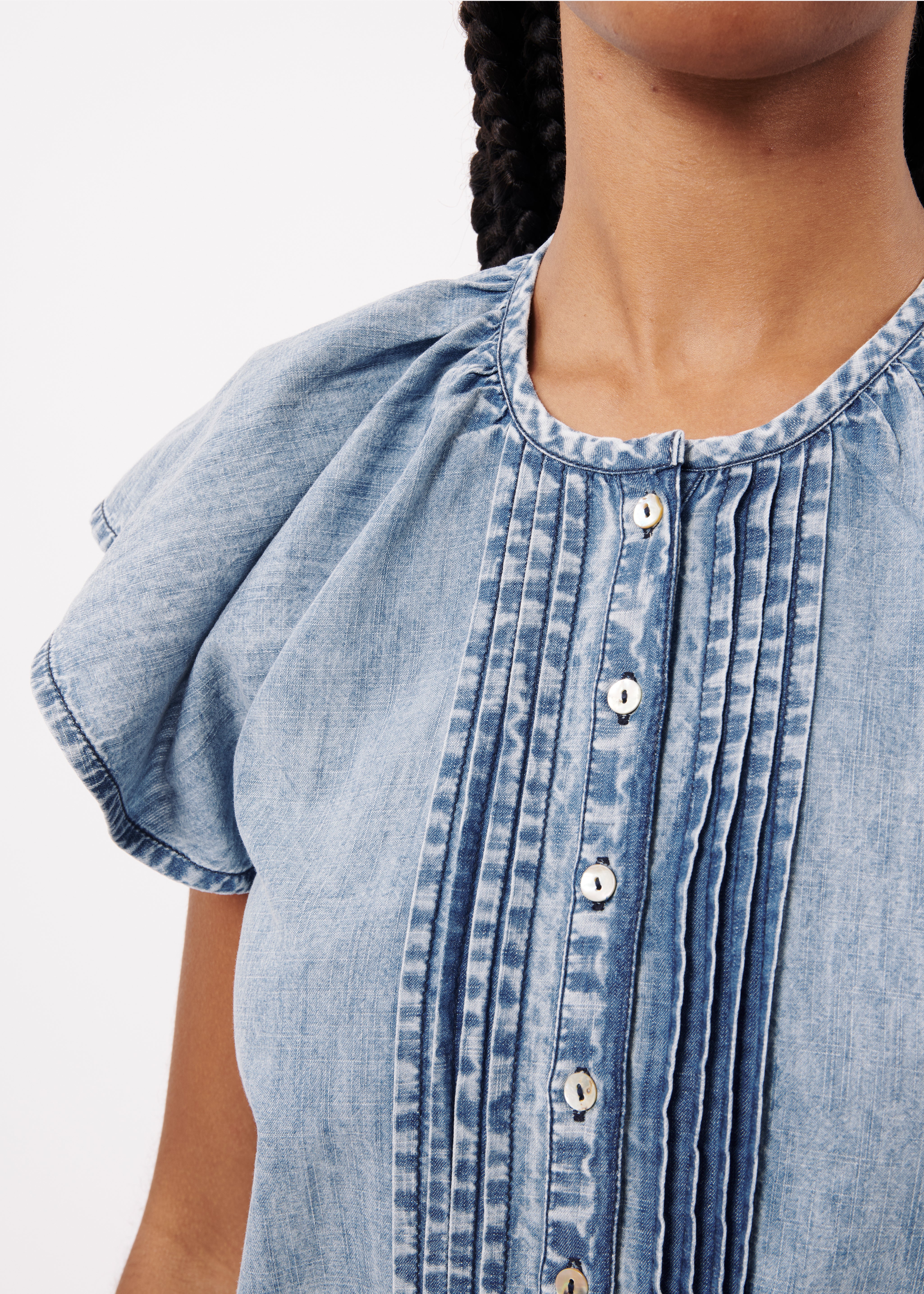 FRNCH Leni Blouse - Blue Jean