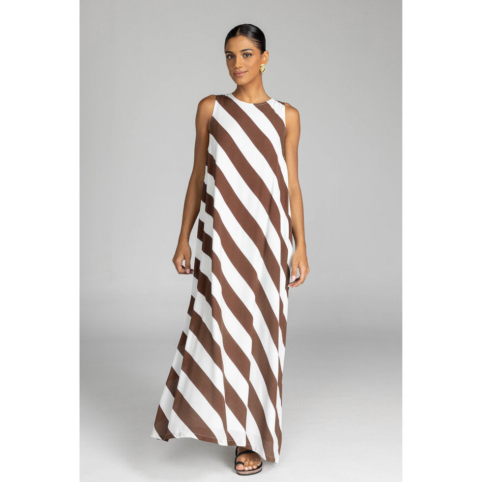 Finally Here Dress - Chocolate/White Stripe