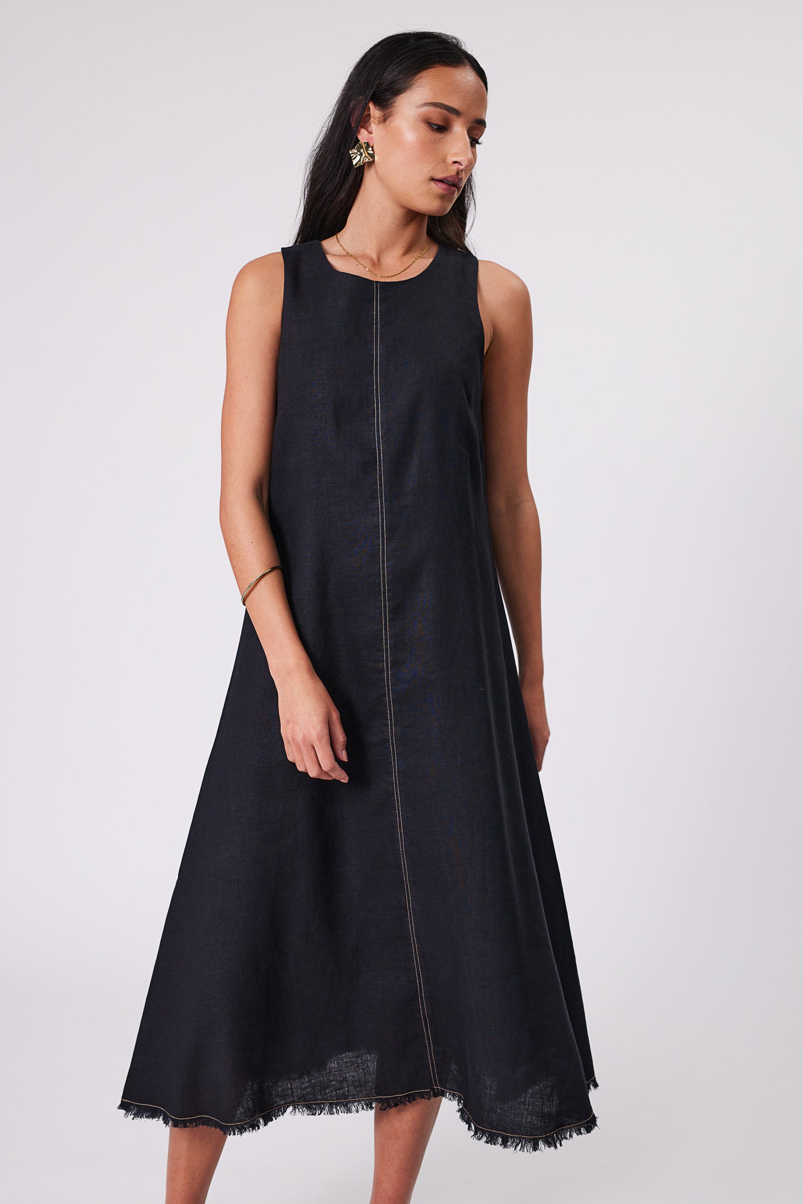 Marlow Florence Linen Dress - Black