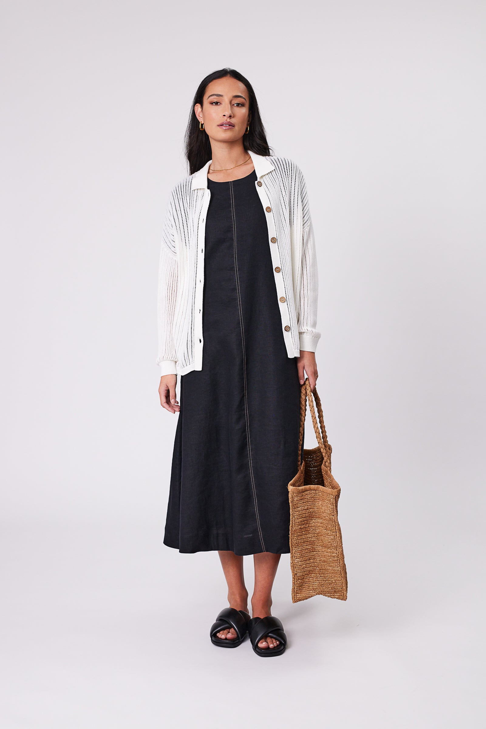 Marlow Florence Linen Dress - Black