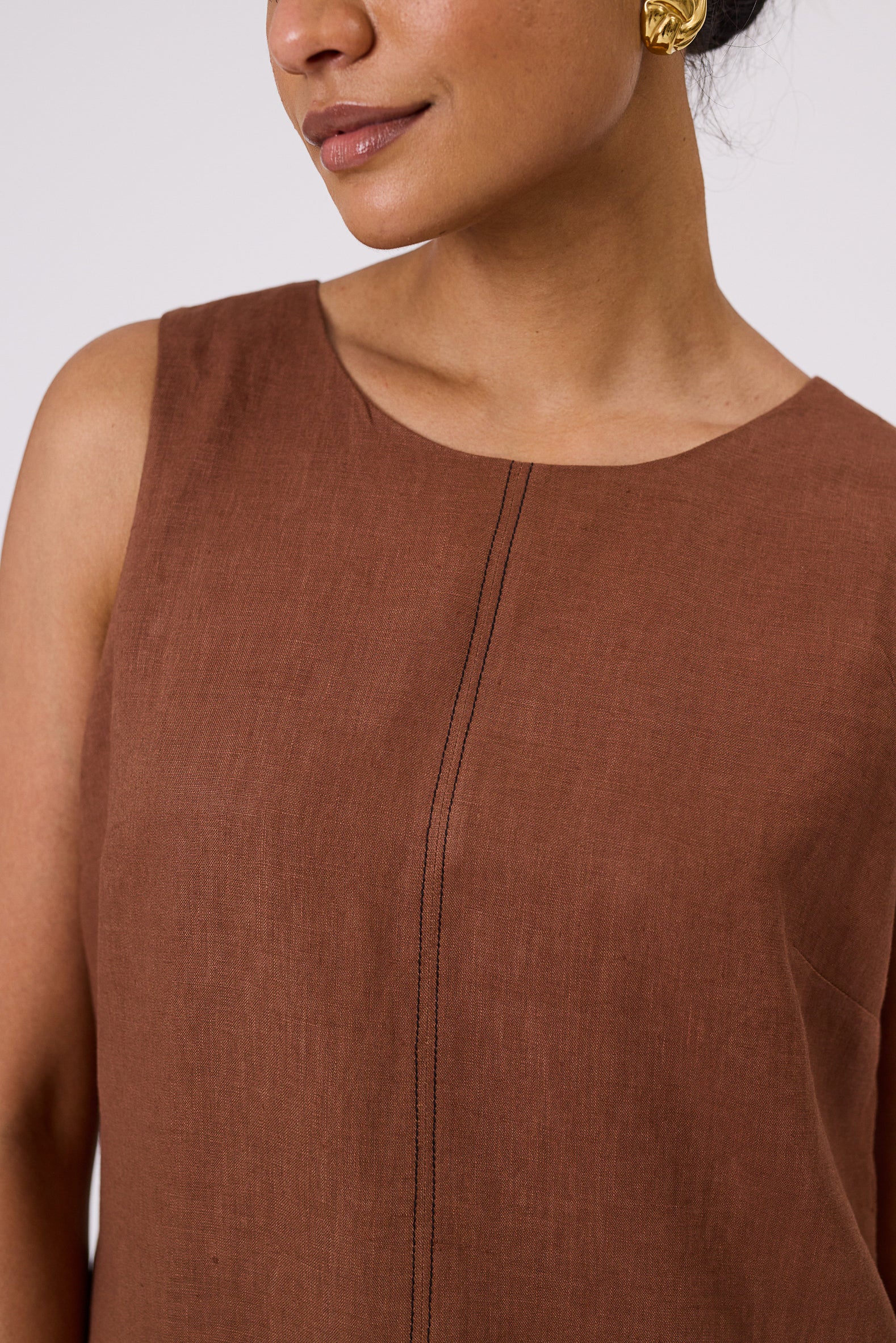 Marlow Florence Linen Dress - Burnt Umber