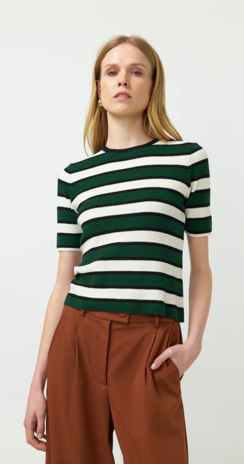 Kate Sylvester Stripey Top - Bottle White