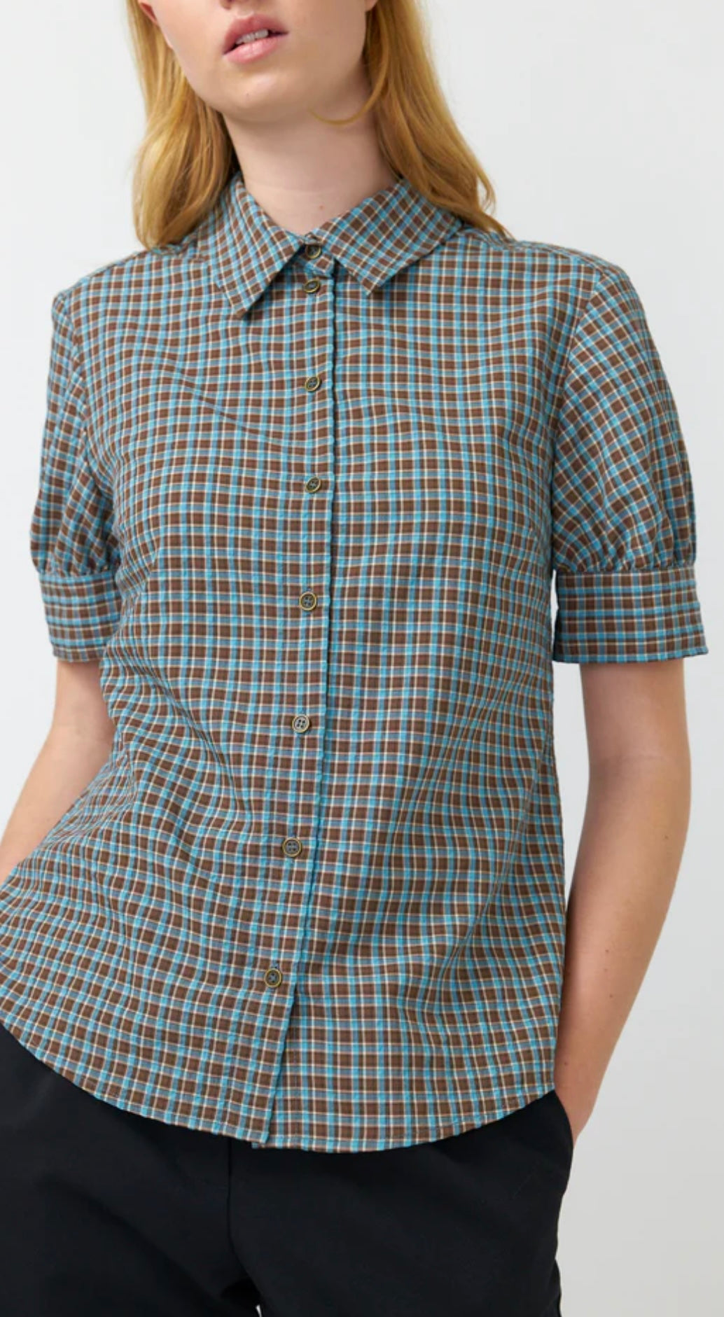 Kate Sylvester Checked Shirt - Nile Blue