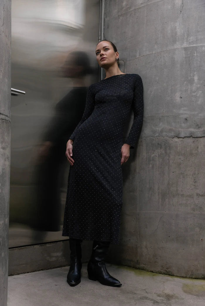 Gigi Dress - Black Lace/Silver Diamantes