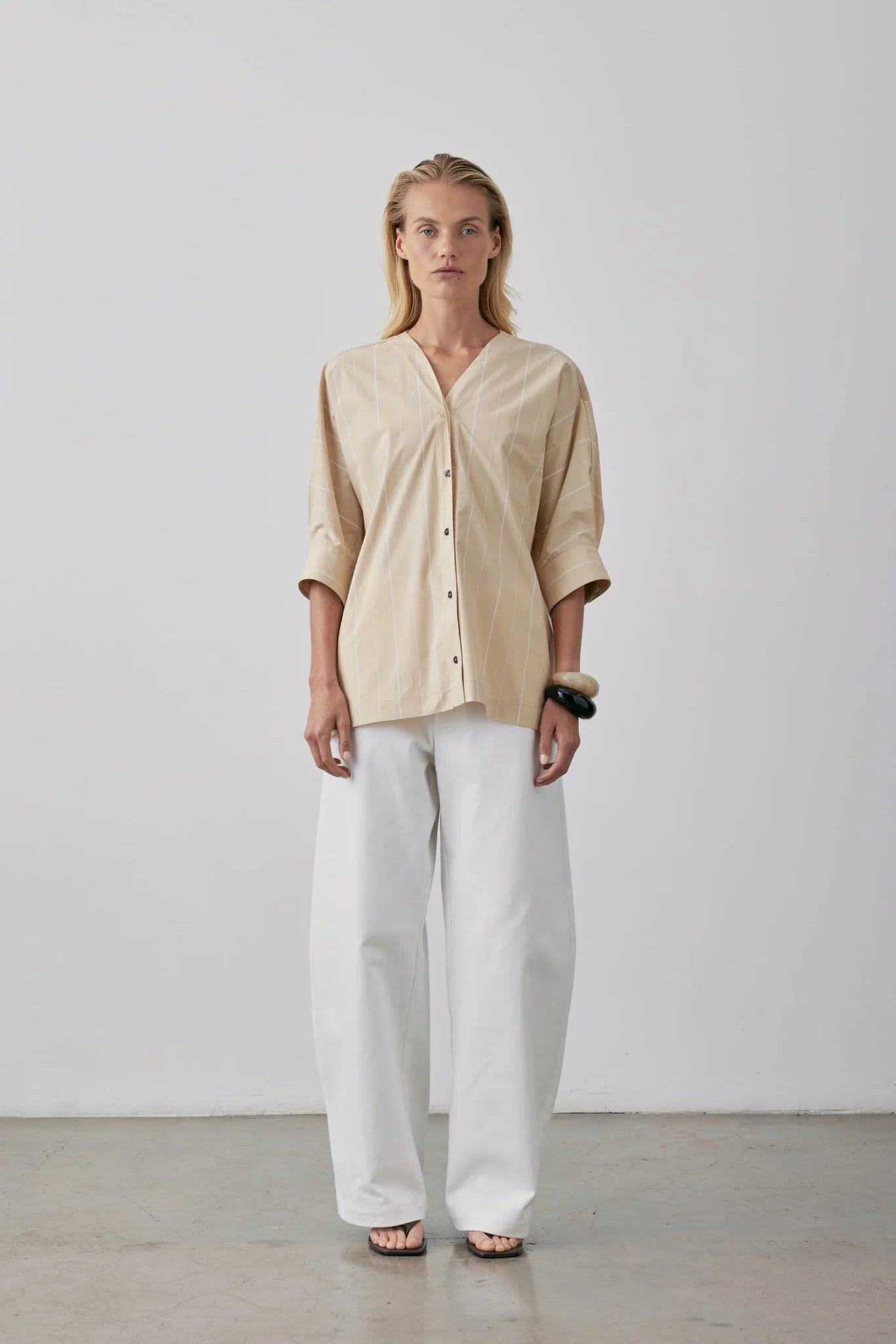 Sorin Top - Hay with Parchment Stripe