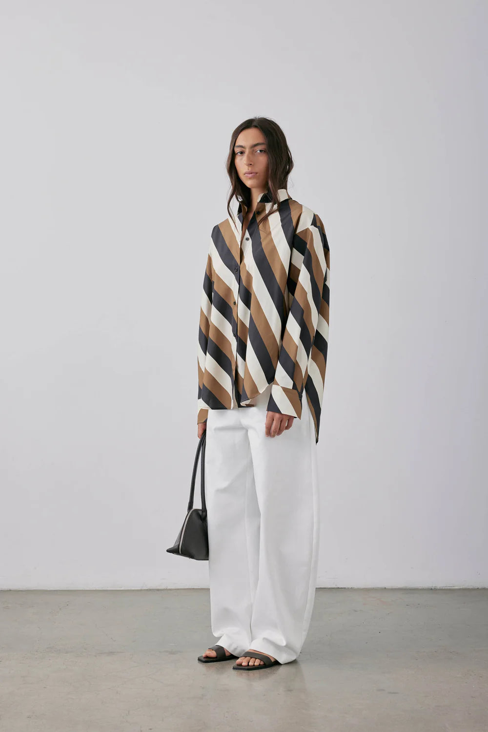 Therese Stripe Shirt - Parchment and Tobacco Stripe