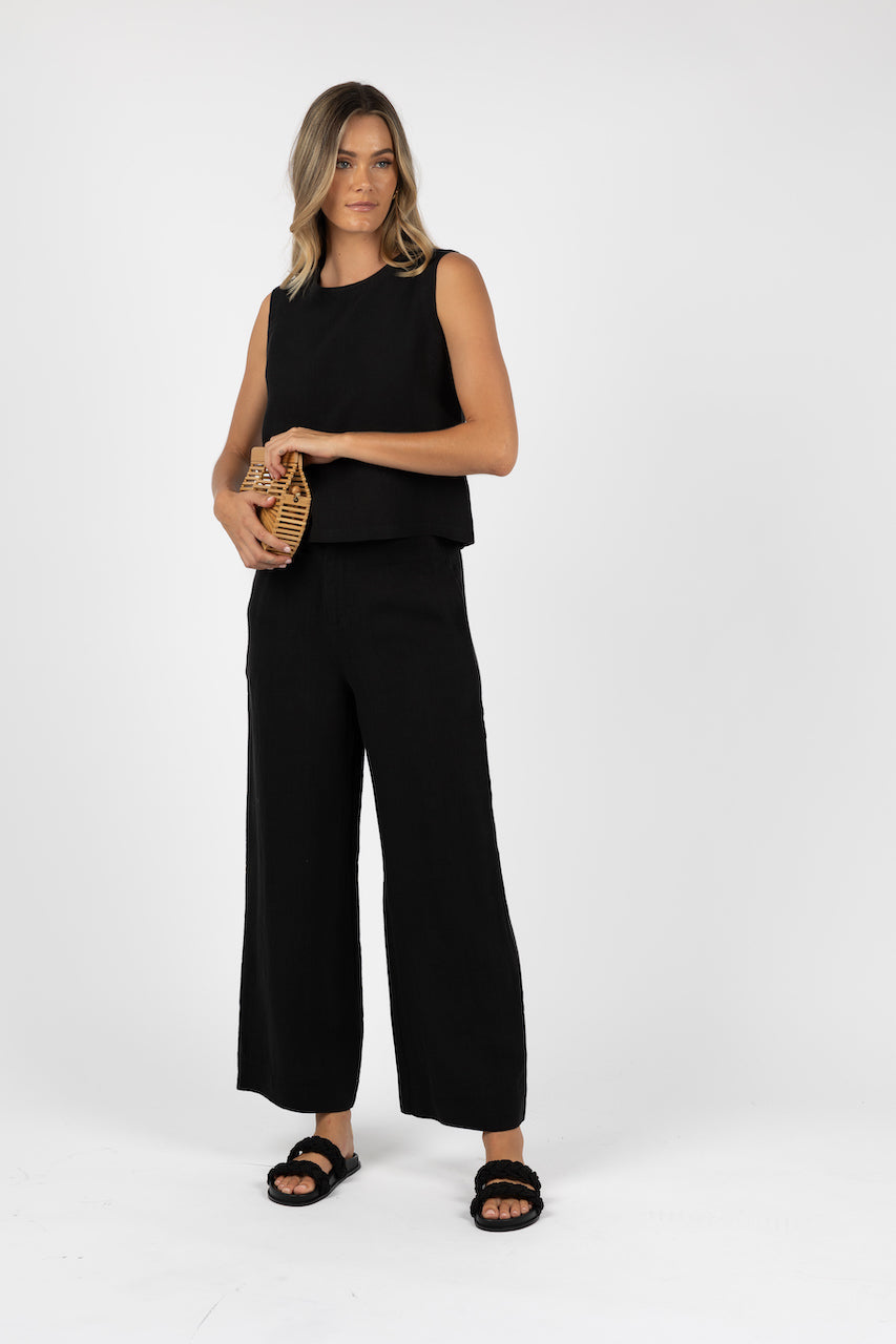 Humidity Fleetwood Linen Pant - Black