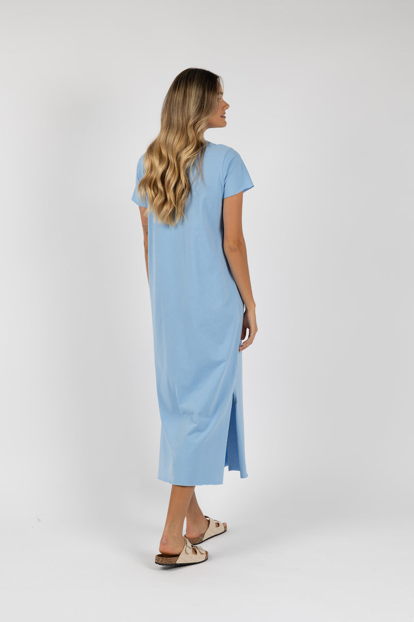 Humidity Basic Tee Dress - Blue