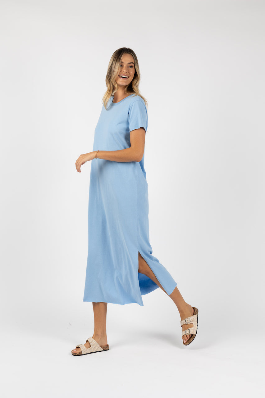 Humidity Basic Tee Dress - Blue