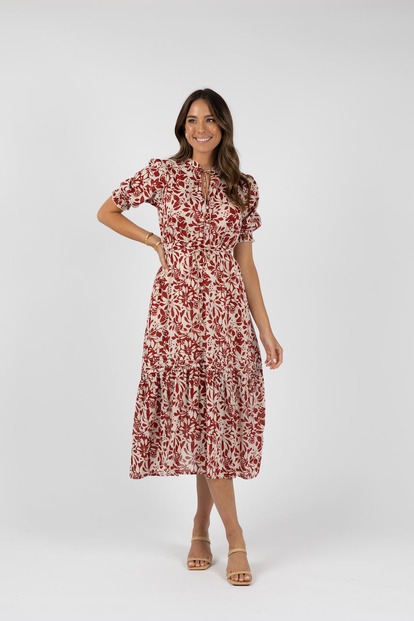 Humidity Eden Maxi Dress - Brick Print