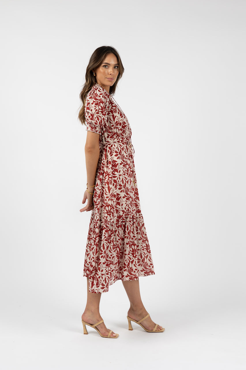 Humidity Eden Maxi Dress - Brick Print