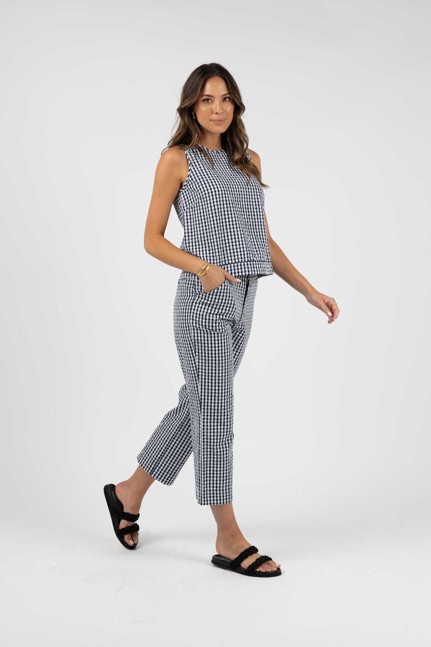 Humidity Paloma Pant - Midnight and White Check