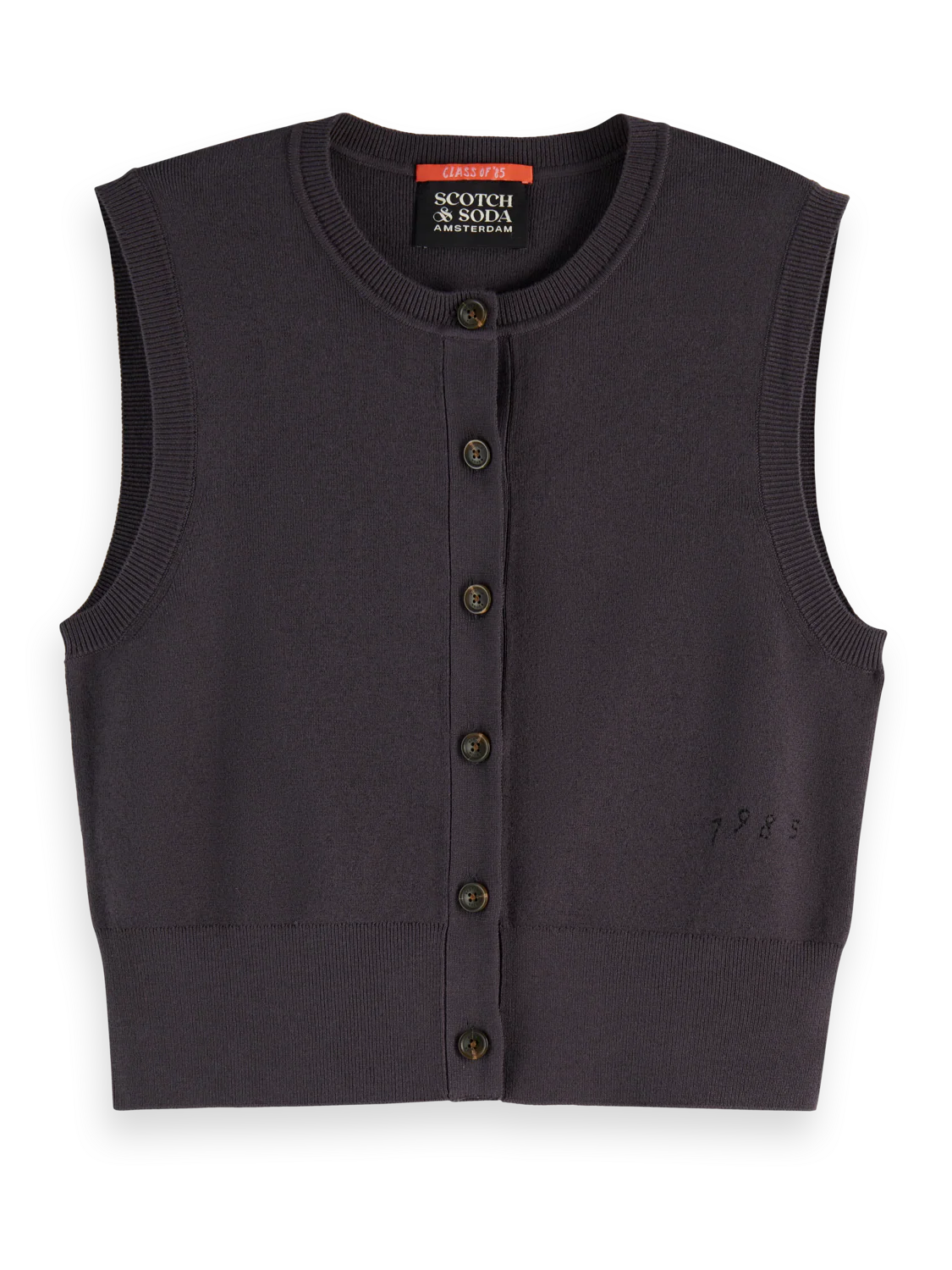 Knitted Spencer Vest - Charcoal