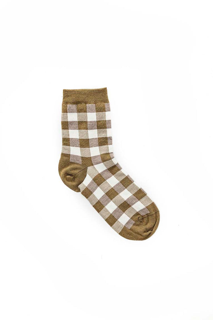 Tic Tac Toe Merino Sock - Khaki