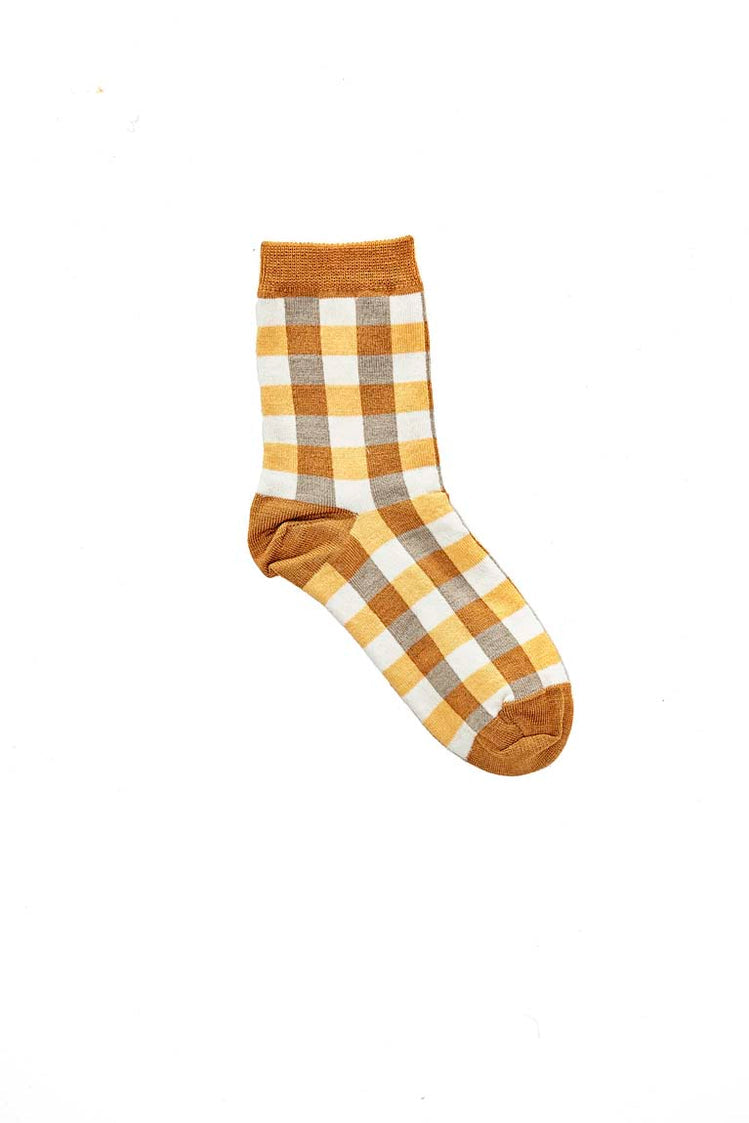 Tic Tac Toe Merino Sock - Yellow